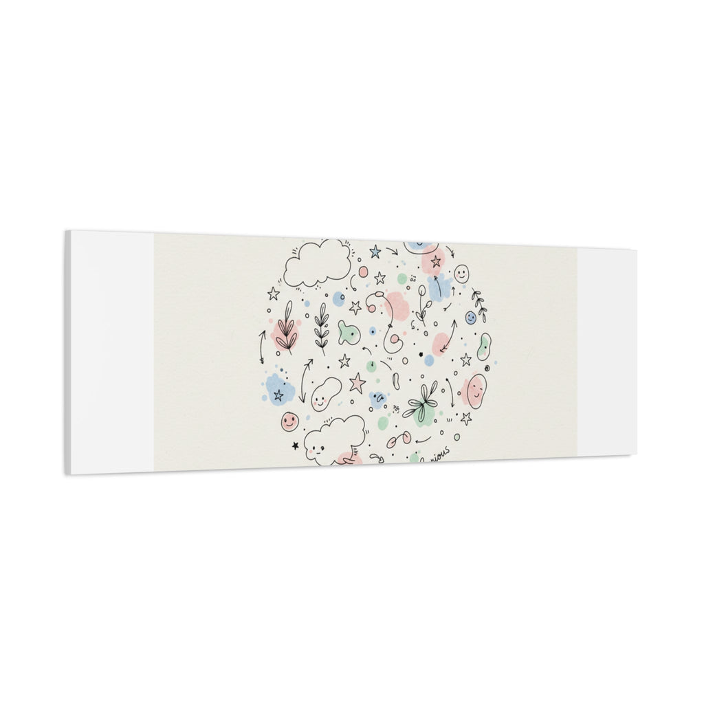 Doodle Circle Line Drawing Matte Canvas, Hand-Drawn Sketch Art