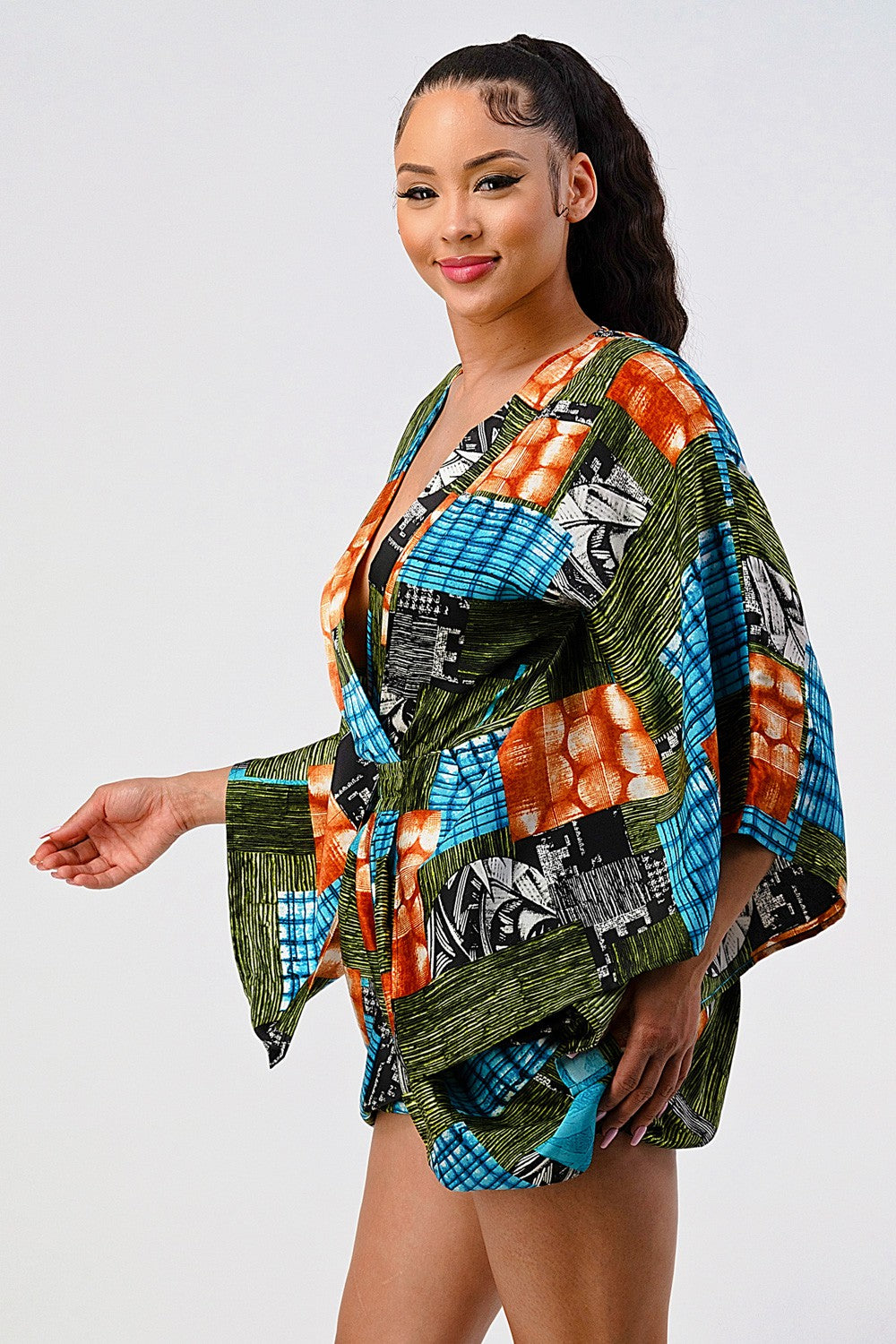 Vibrant Kimono Sleeve Romper