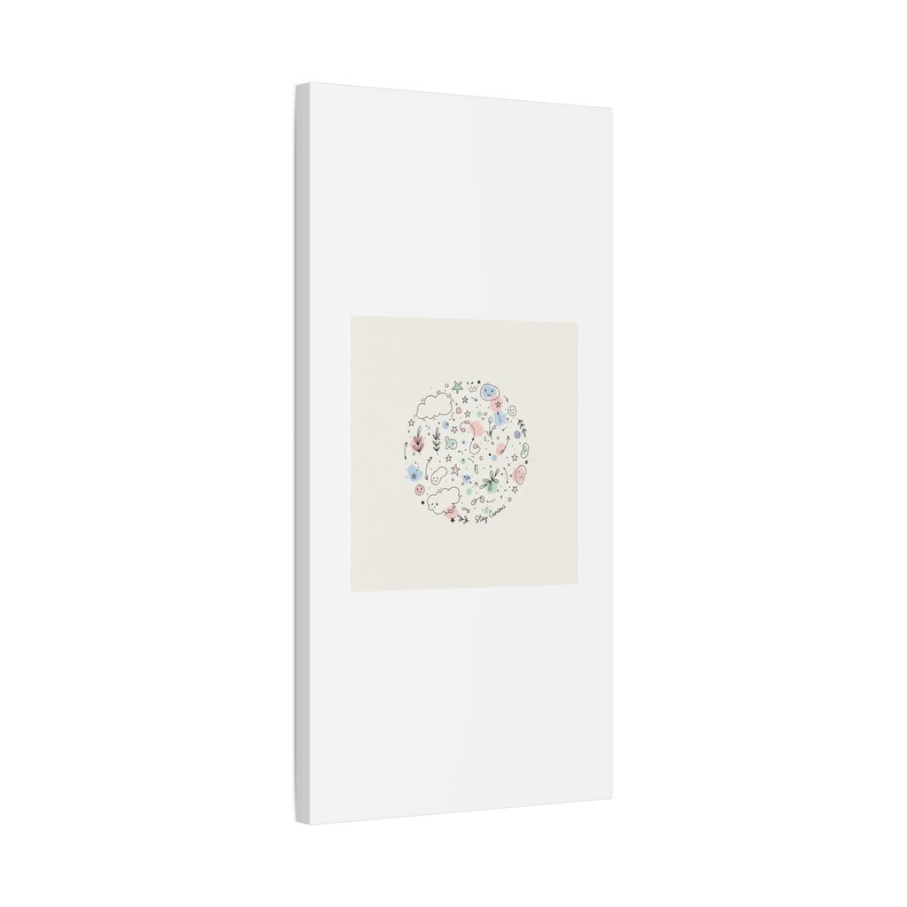 Doodle Circle Line Drawing Matte Canvas, Hand-Drawn Sketch Art