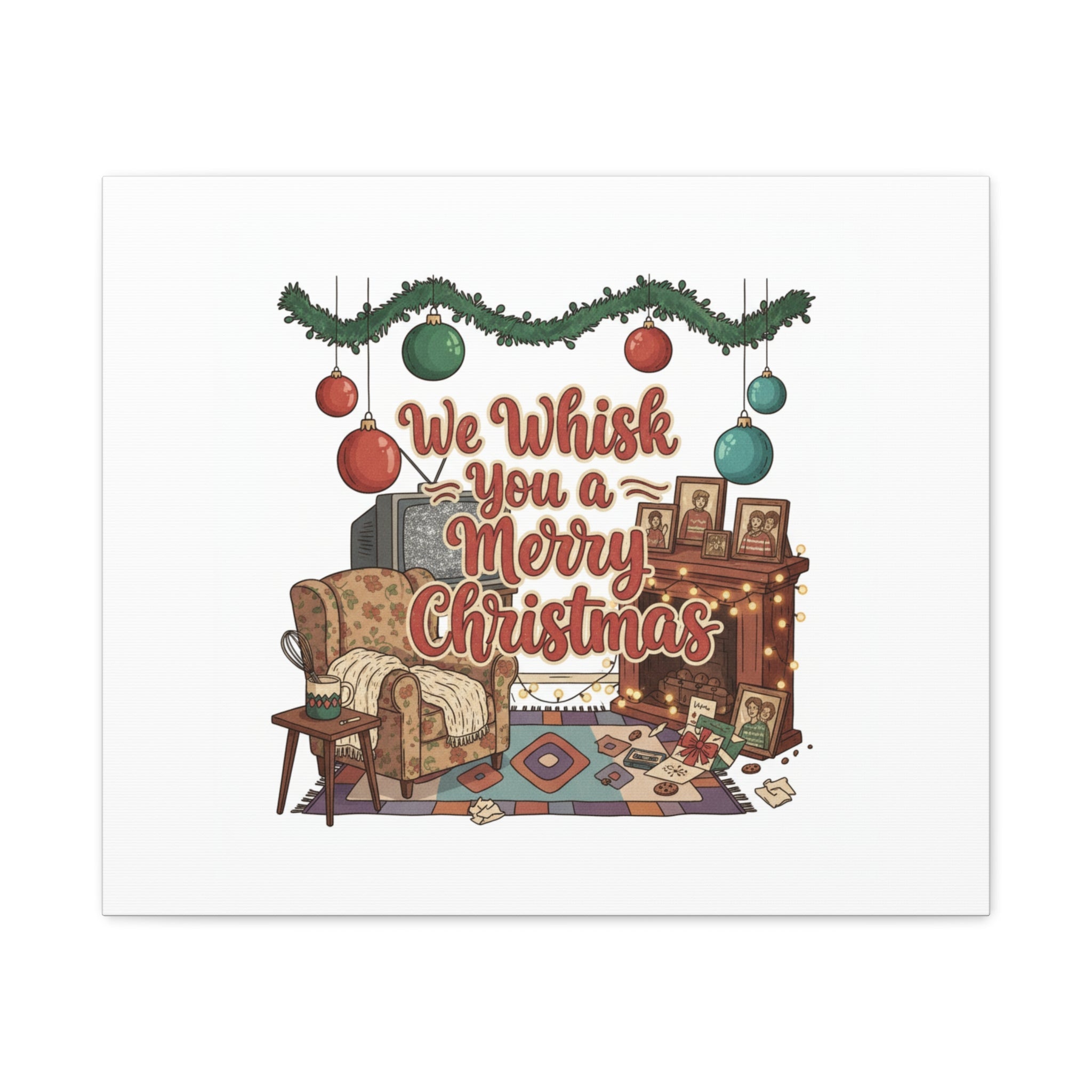 We Whisk You a Merry Christmas Canvas | Retro Christmas Decor, Vintage Holiday Print