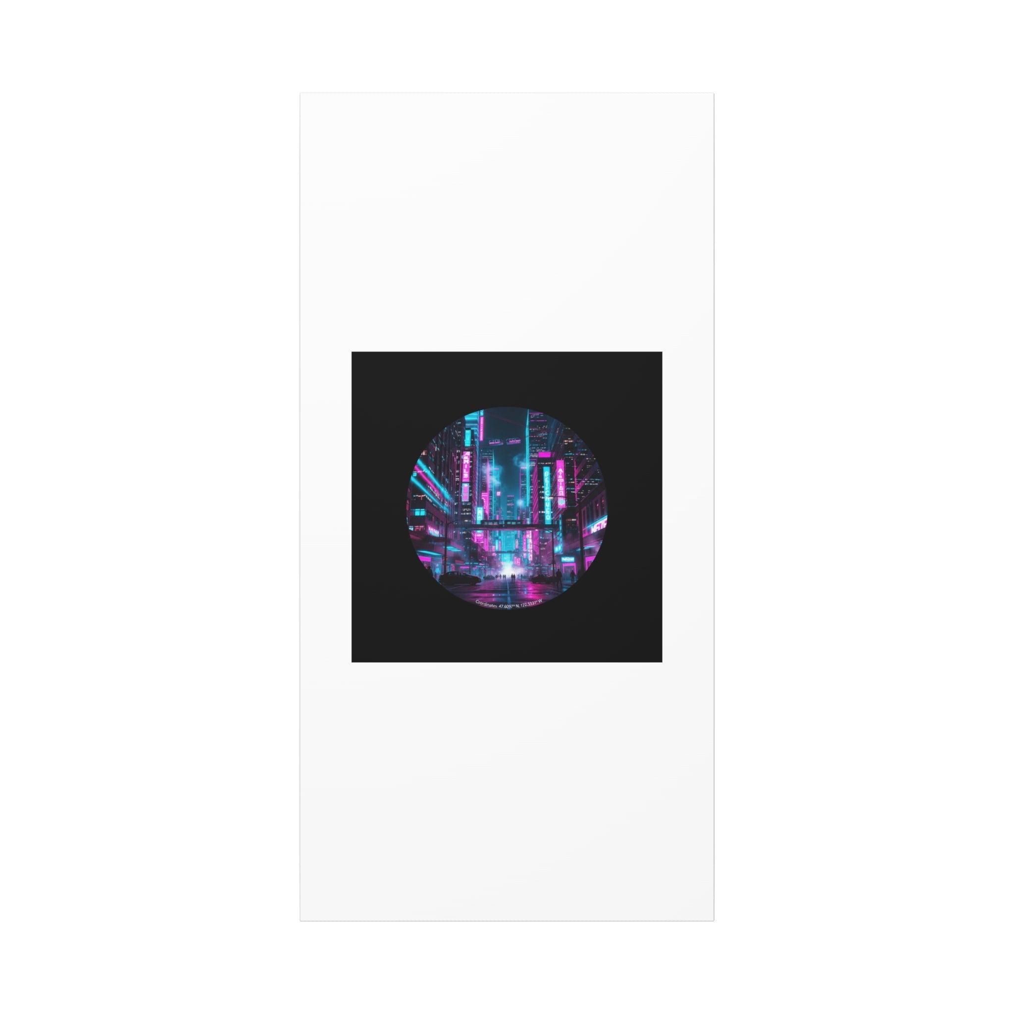 Neon Cyberpunk Cityscape Canvas | synthwave skyline, future city art