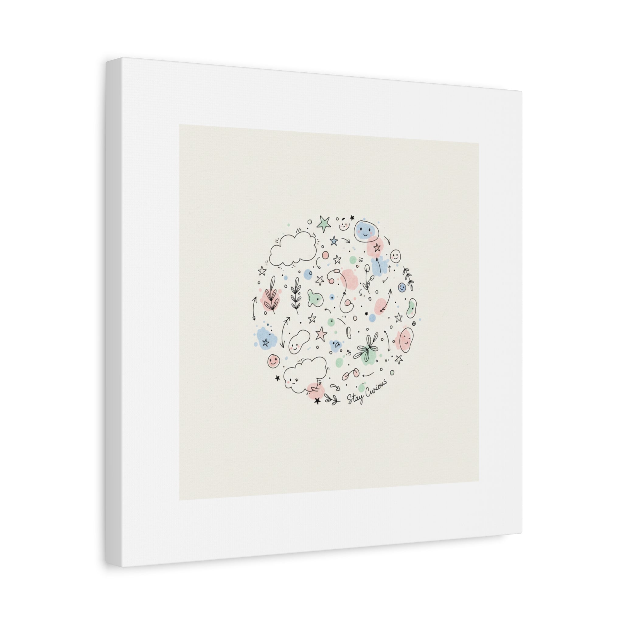 Doodle Circle Line Drawing Matte Canvas, Hand-Drawn Sketch Art