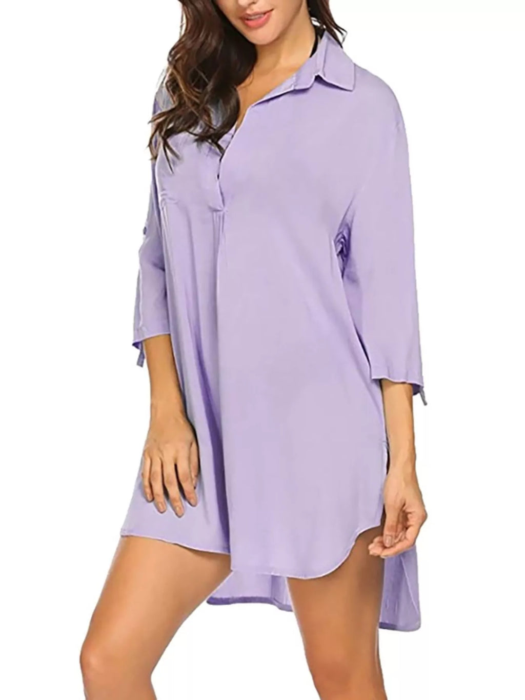 Full Size Side Slit Collared Neck Oversized Shirt Plus Size