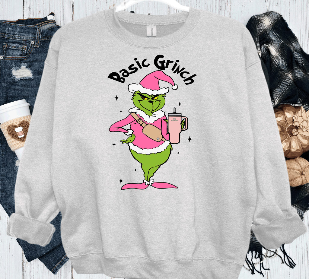A Blessed Texas Mess Boutique Basic Grinch Scrouge Pink Christmas Classic Christmas Family Movie Shirts… — detail and construction