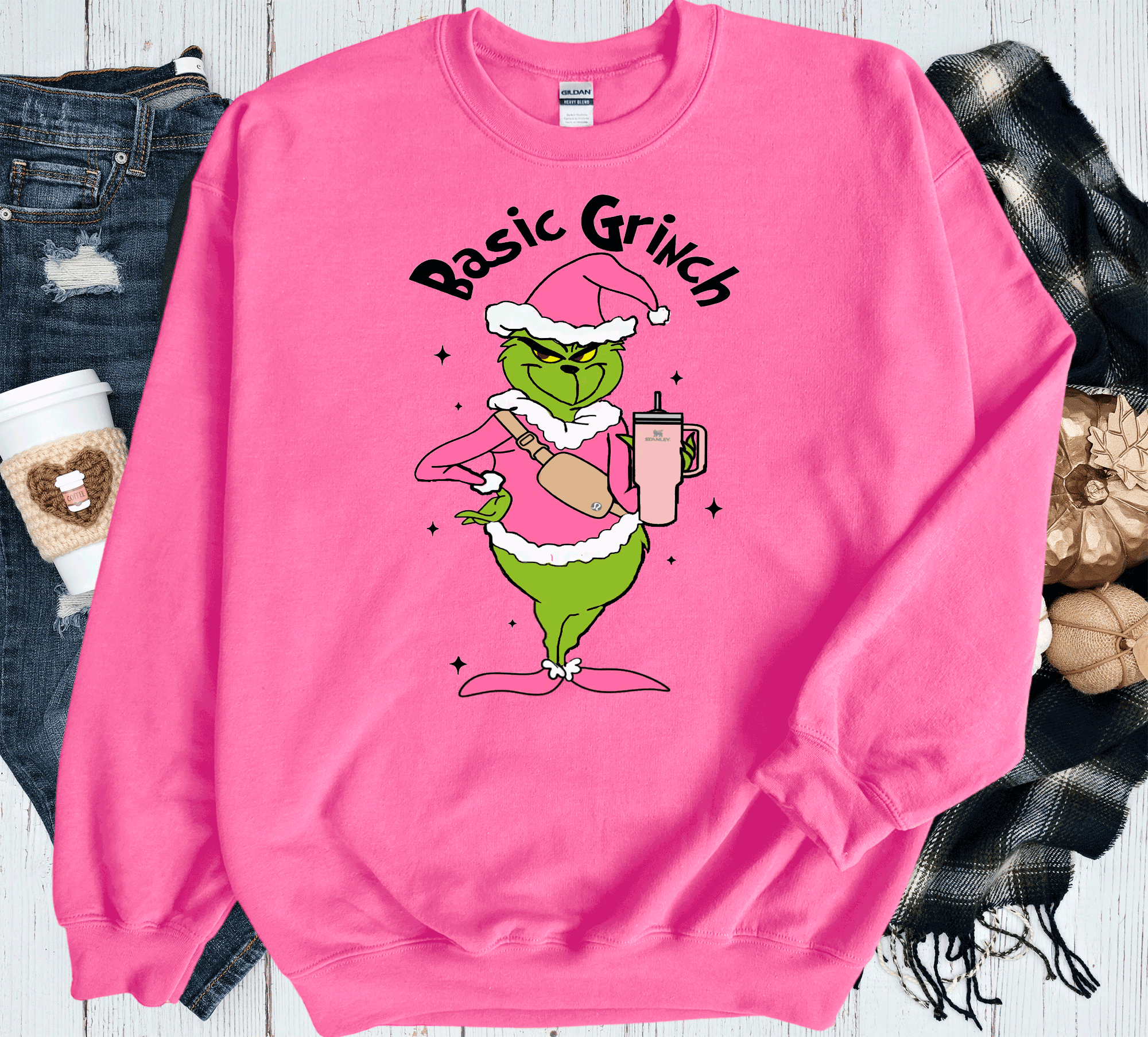 A Blessed Texas Mess Boutique Basic Grinch Scrouge Pink Christmas Classic Christmas Family Movie Shirts… — main product shot