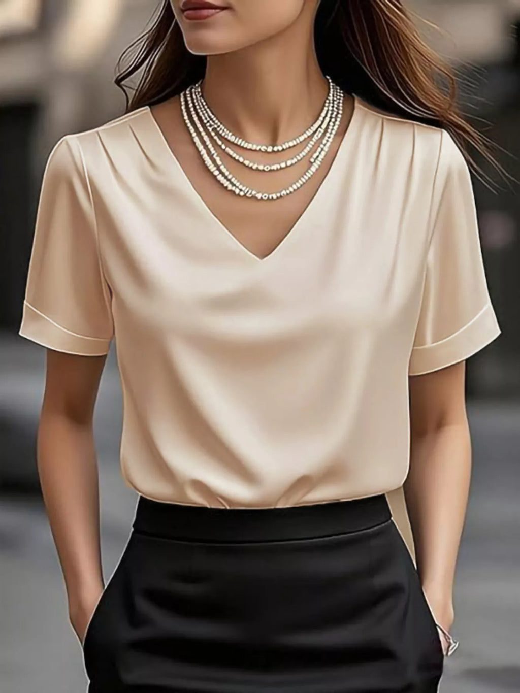 V-Neck Satin Blouse