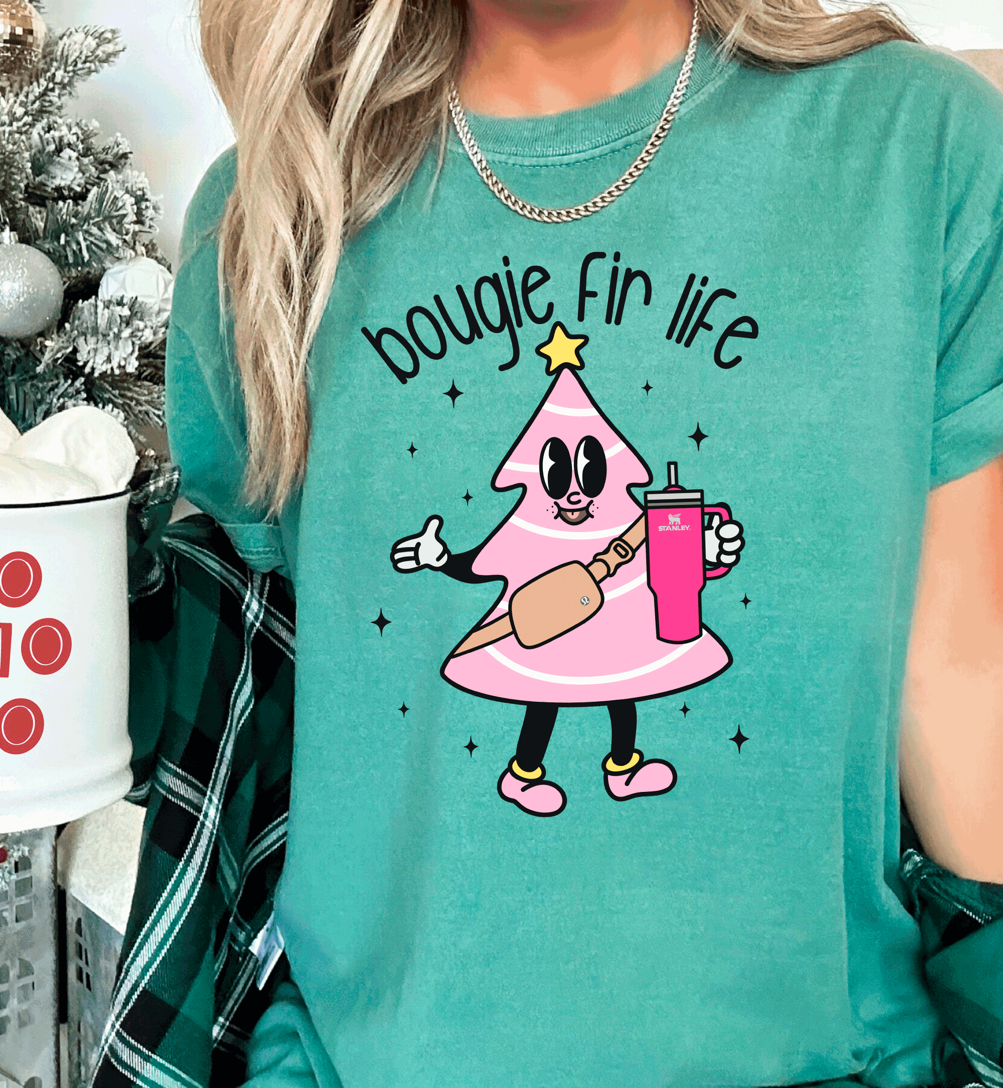A Blessed Texas Mess Boutique Boujie Fir Life Pink Christmas Little Debbies Christmas Shirts Sweatshirts… — main product shot