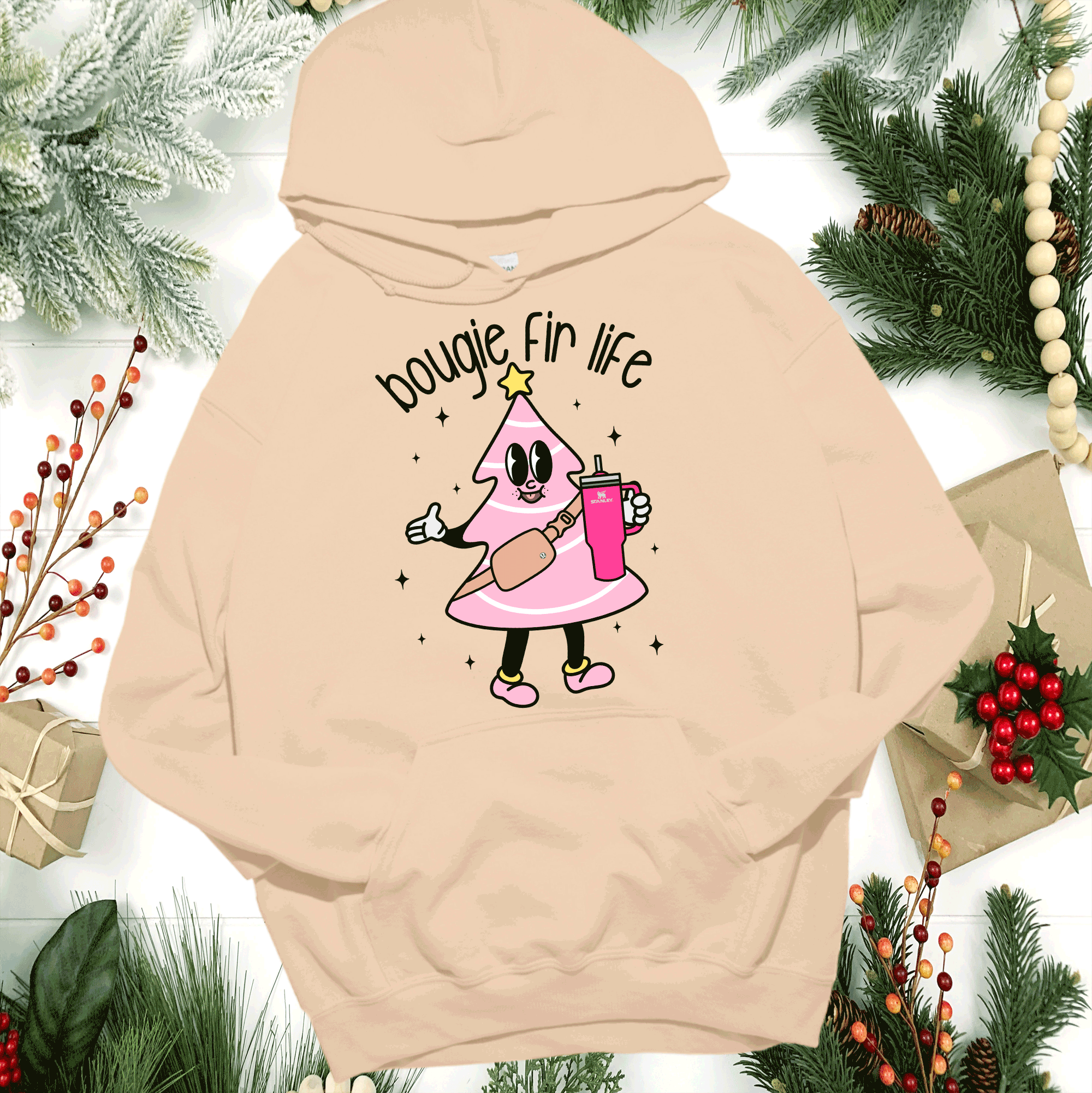 A Blessed Texas Mess Boutique Boujie Fir Life Pink Christmas Little Debbies Christmas Shirts Sweatshirts… — alternative angle