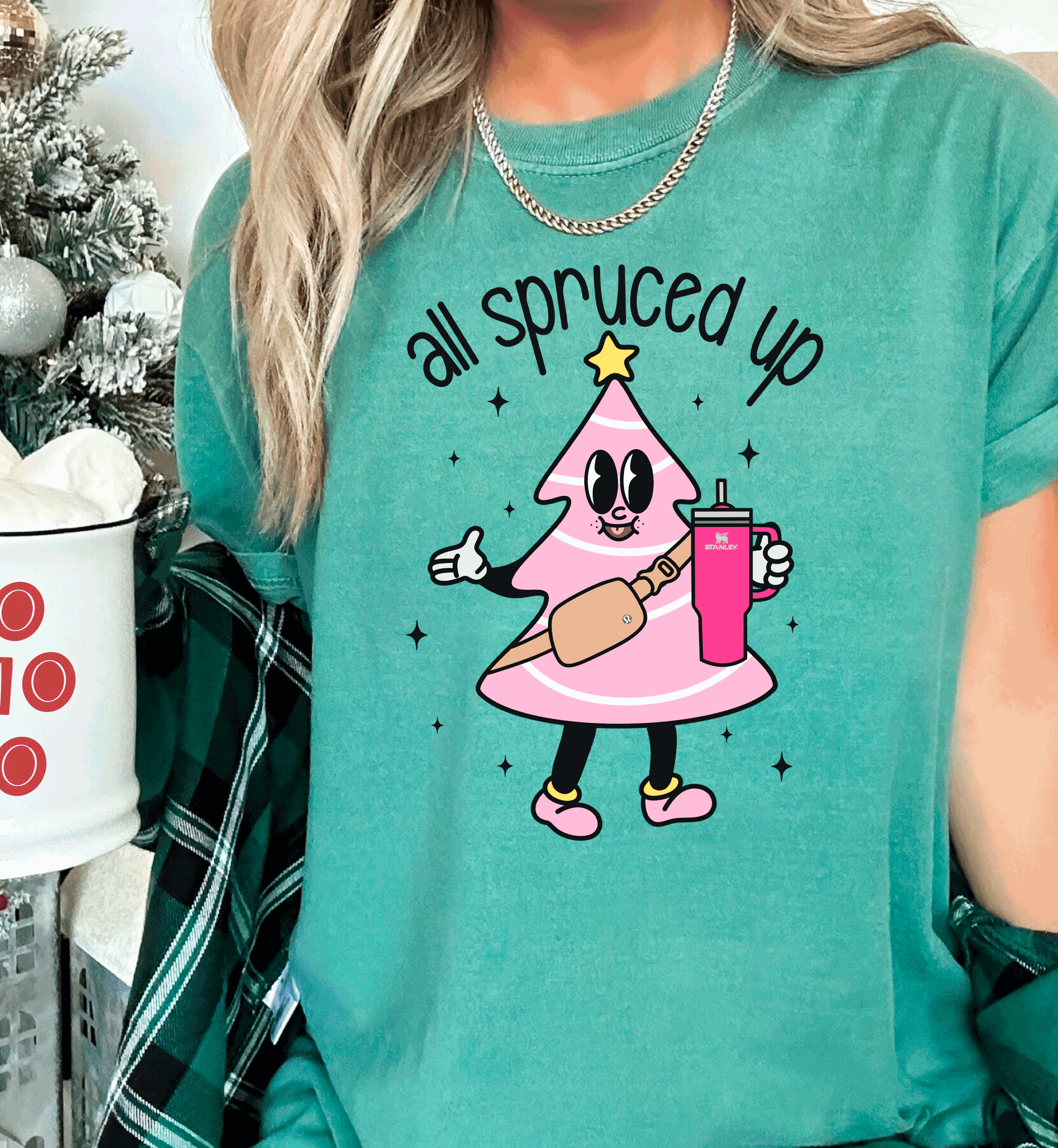 A Blessed Texas Mess Boutique all spruced up Pink Christmas Little Debbies Christmas Shirts Sweatshirts… — main product shot