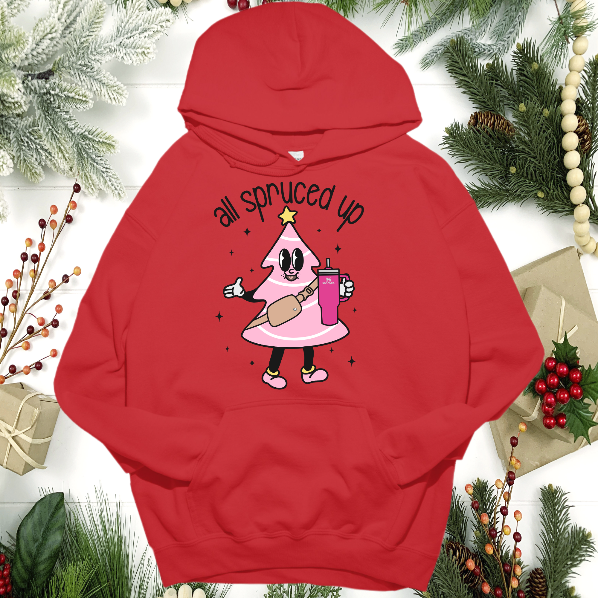A Blessed Texas Mess Boutique Boujie Fir Life Pink Christmas Little Debbies Christmas Shirts Sweatshirts… — detail shot 8