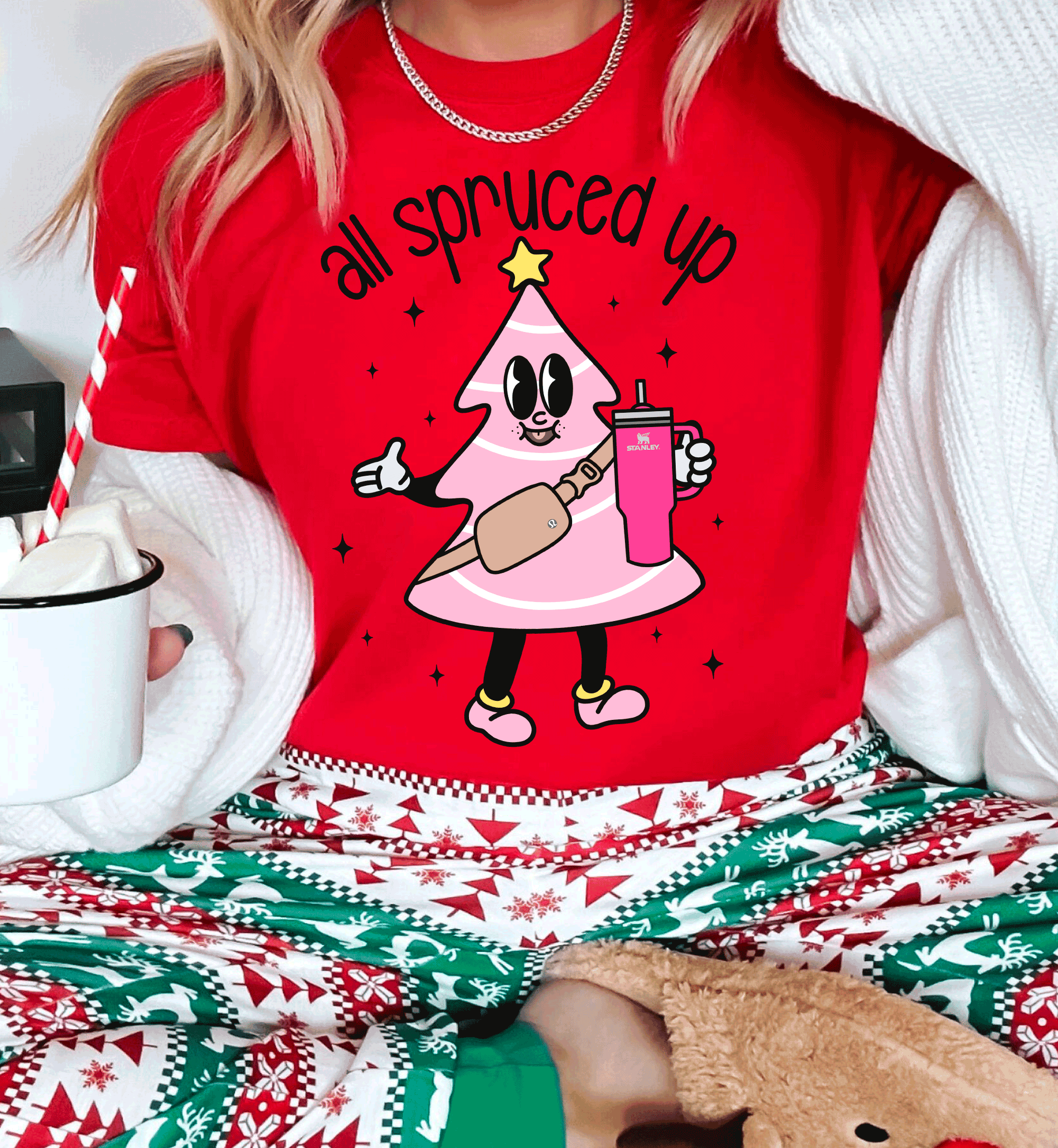 A Blessed Texas Mess Boutique Boujie Fir Life Pink Christmas Little Debbies Christmas Shirts Sweatshirts… — Pink detail