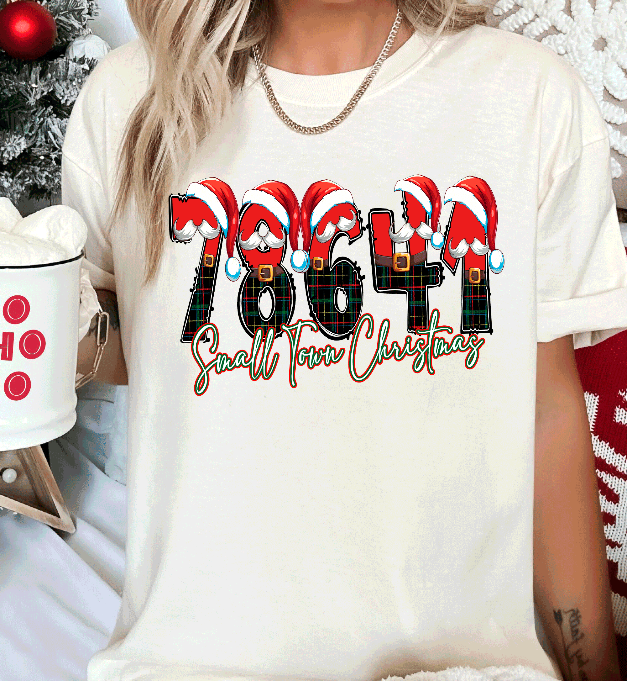 A Blessed Texas Mess Boutique Custom Personalized Zip Code Small Town Christmas ~ Family Matching Shirts ~… — A Blessed Texas Mess Boutique branding close-up