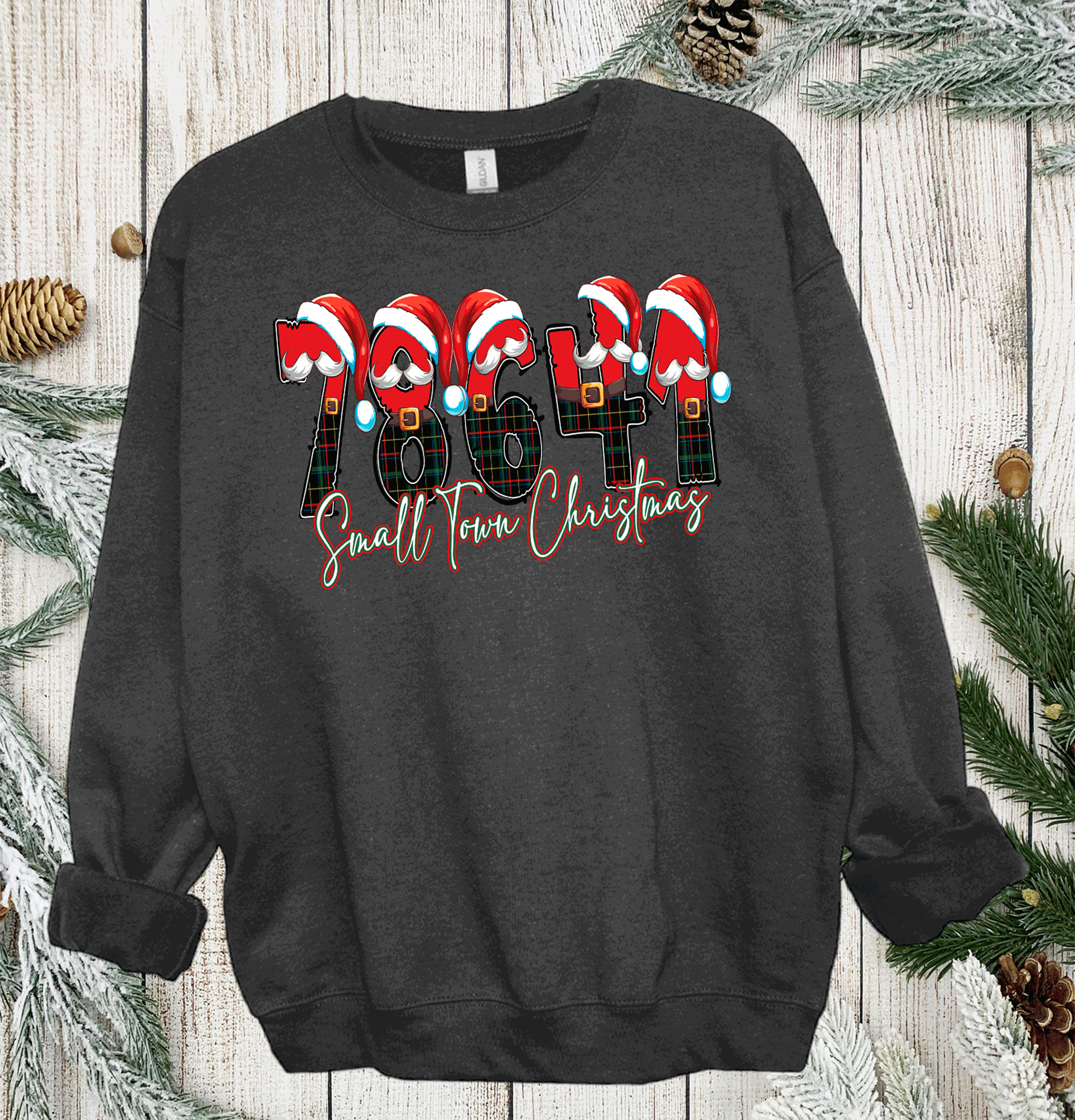 A Blessed Texas Mess Boutique Custom Personalized Zip Code Small Town Christmas ~ Family Matching Shirts ~… — detail shot 6