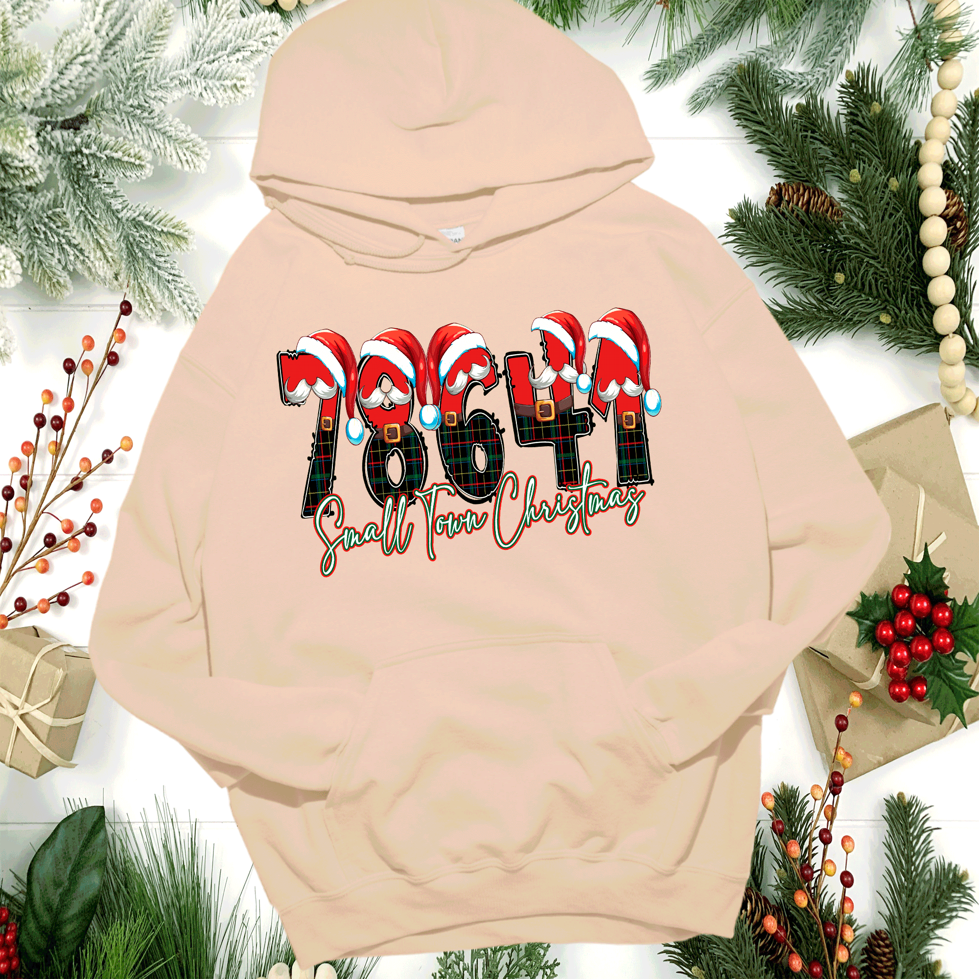 A Blessed Texas Mess Boutique Custom Personalized Zip Code Small Town Christmas ~ Family Matching Shirts ~… — detail shot 9