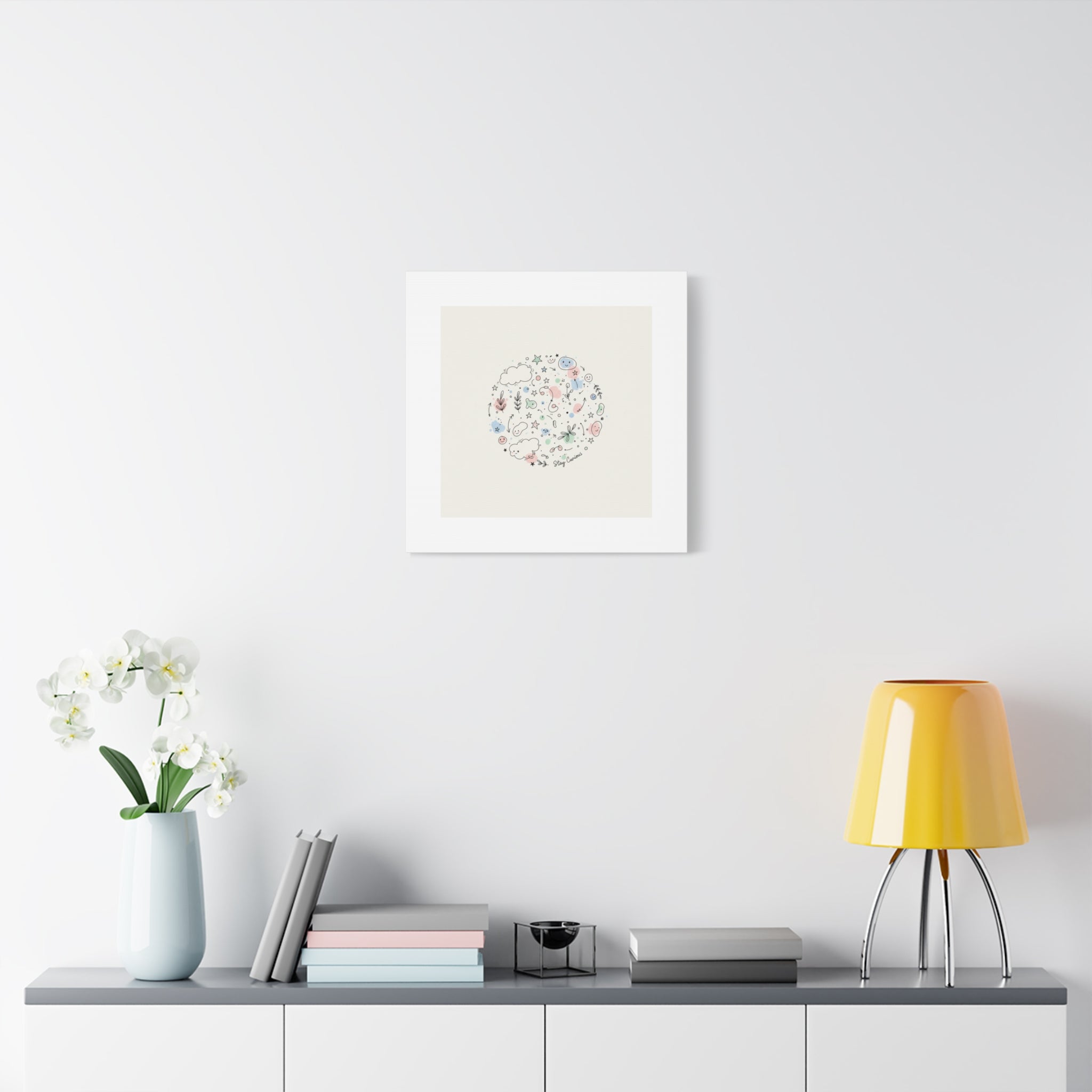 Doodle Circle Line Drawing Matte Canvas, Hand-Drawn Sketch Art