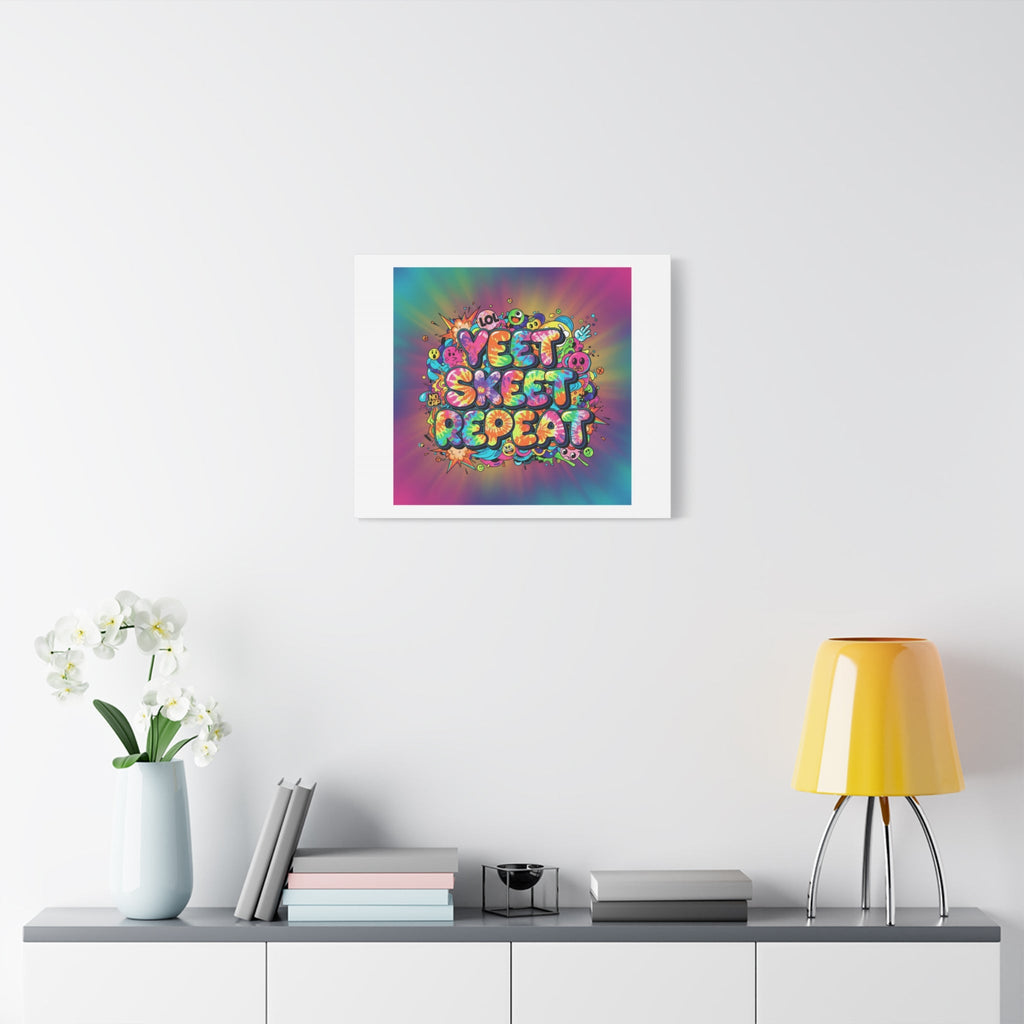 Yeet Skeet Repeat Canvas | Slogan & Glitch Graphic, Meme Phrase Wall Art