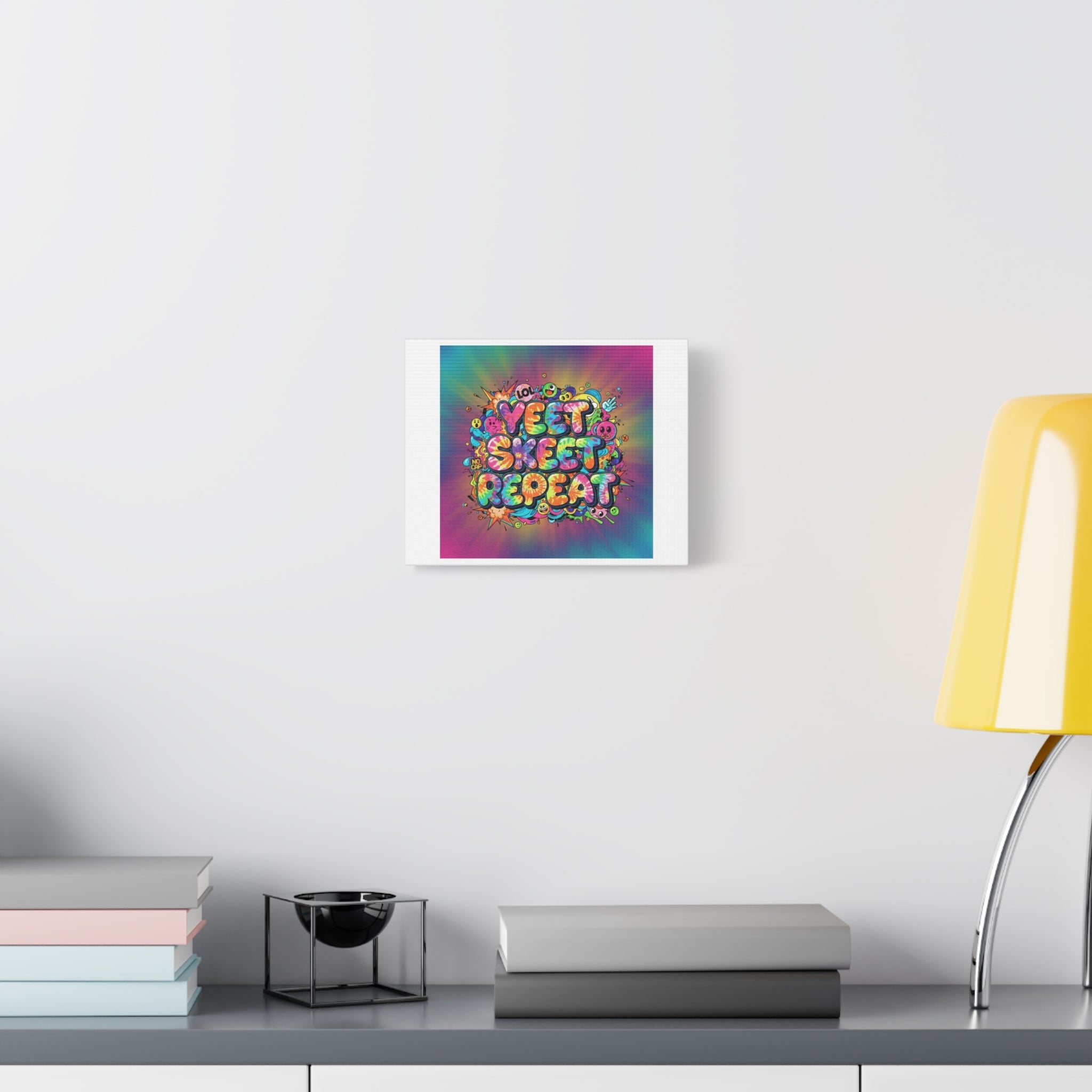 Yeet Skeet Repeat Canvas | Slogan & Glitch Graphic, Meme Phrase Wall Art