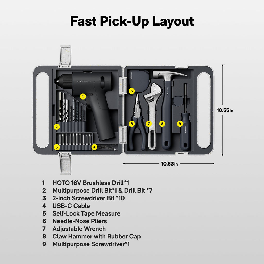 16V Brushless Drill Tool Kit – HOTO, view 11