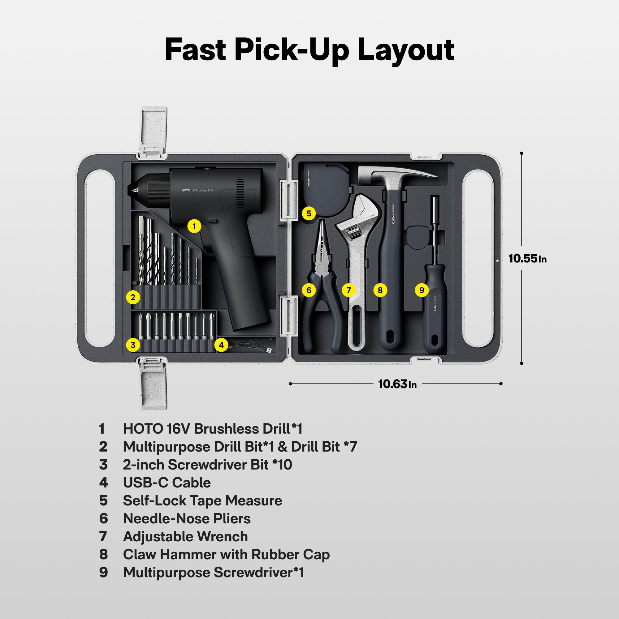 16V Brushless Drill Tool Kit – HOTO, view 11