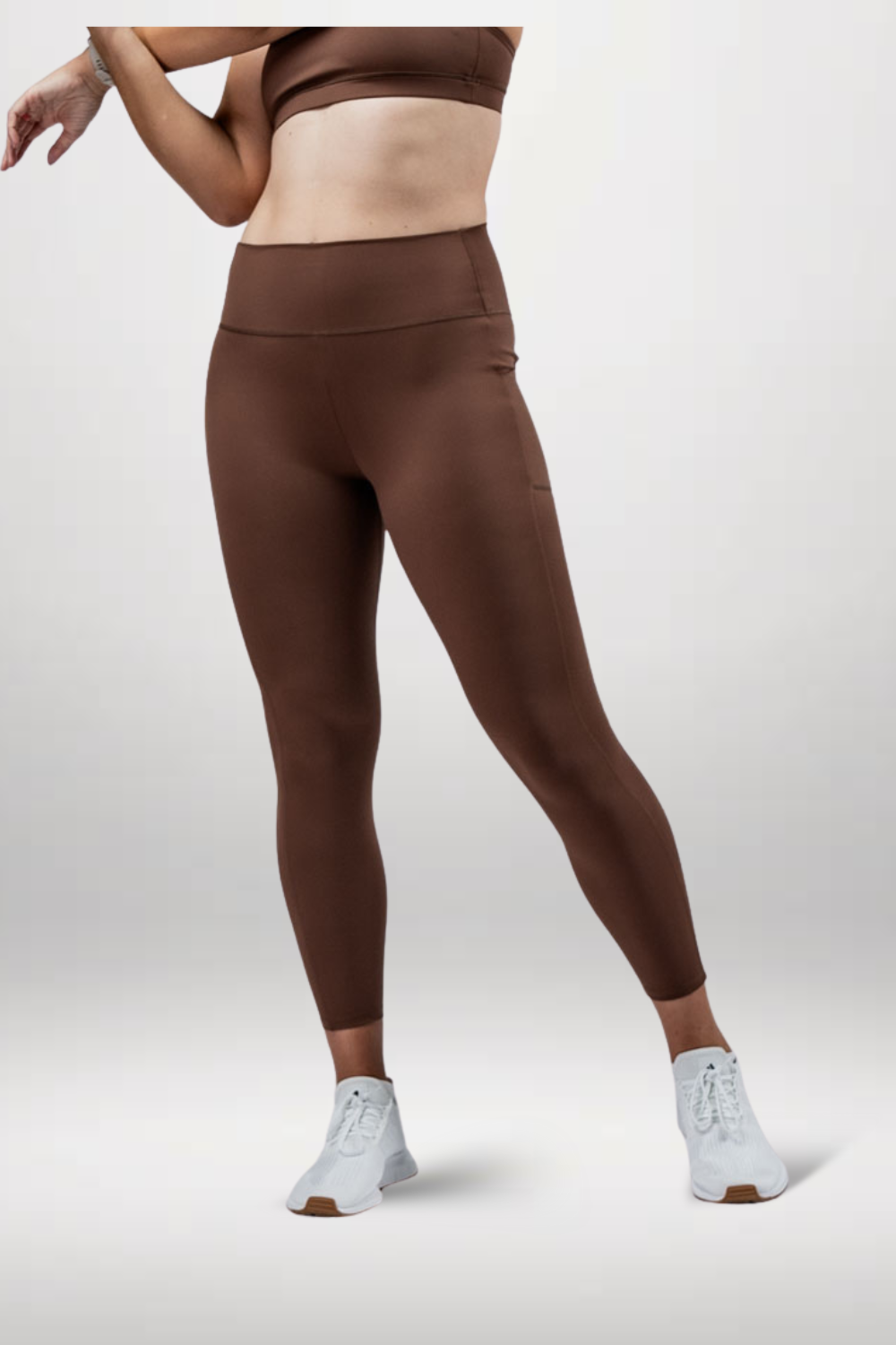 Varlo Women's SOHO Full Length High Waist Leggings (City Mocha) — detail close-up