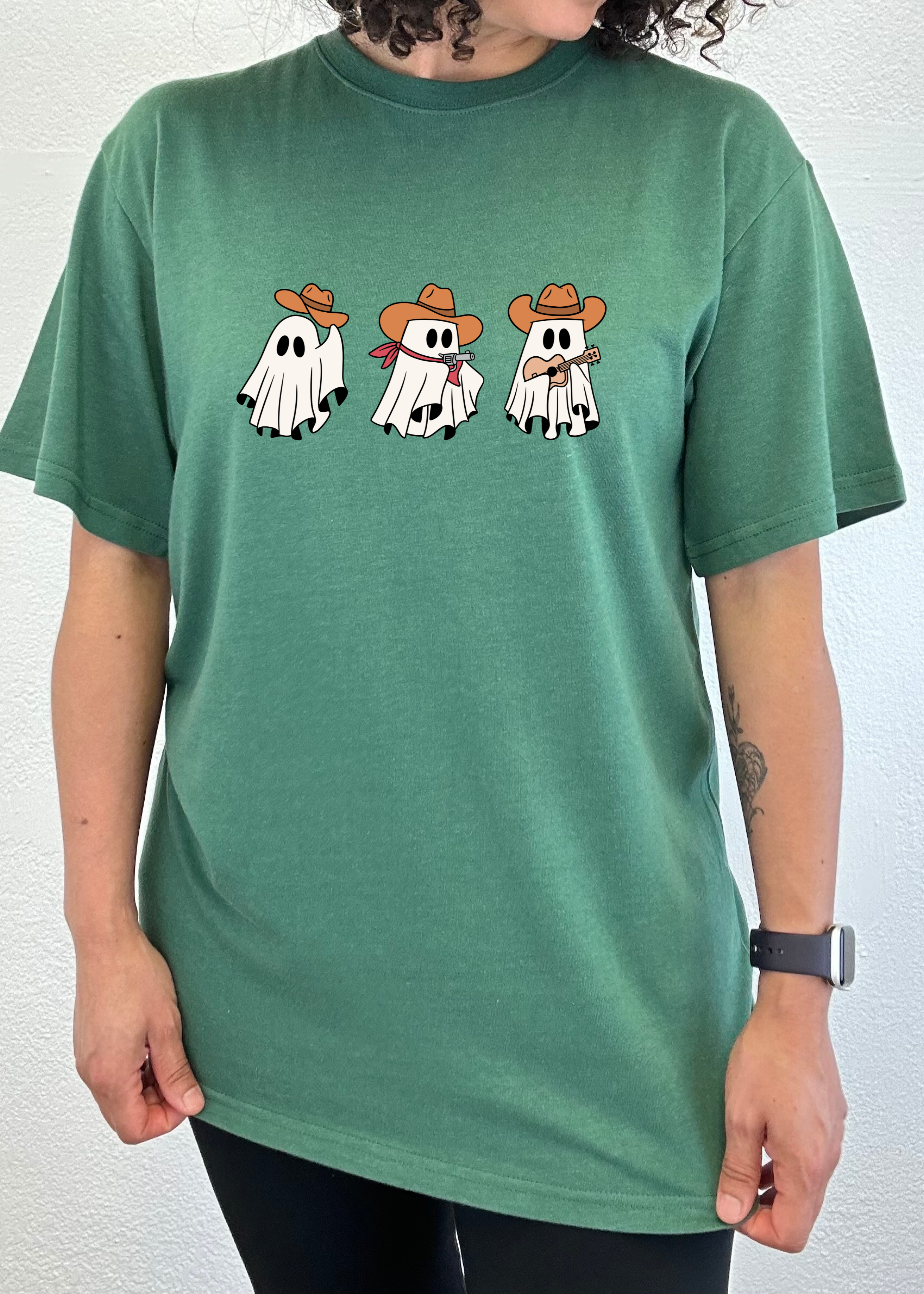 Spun Bamboo Cowboy Ghosts Unisex Bamboo Viscose/Organic Cotton Short Sleeve Graphic T-Shirt — lifestyle context
