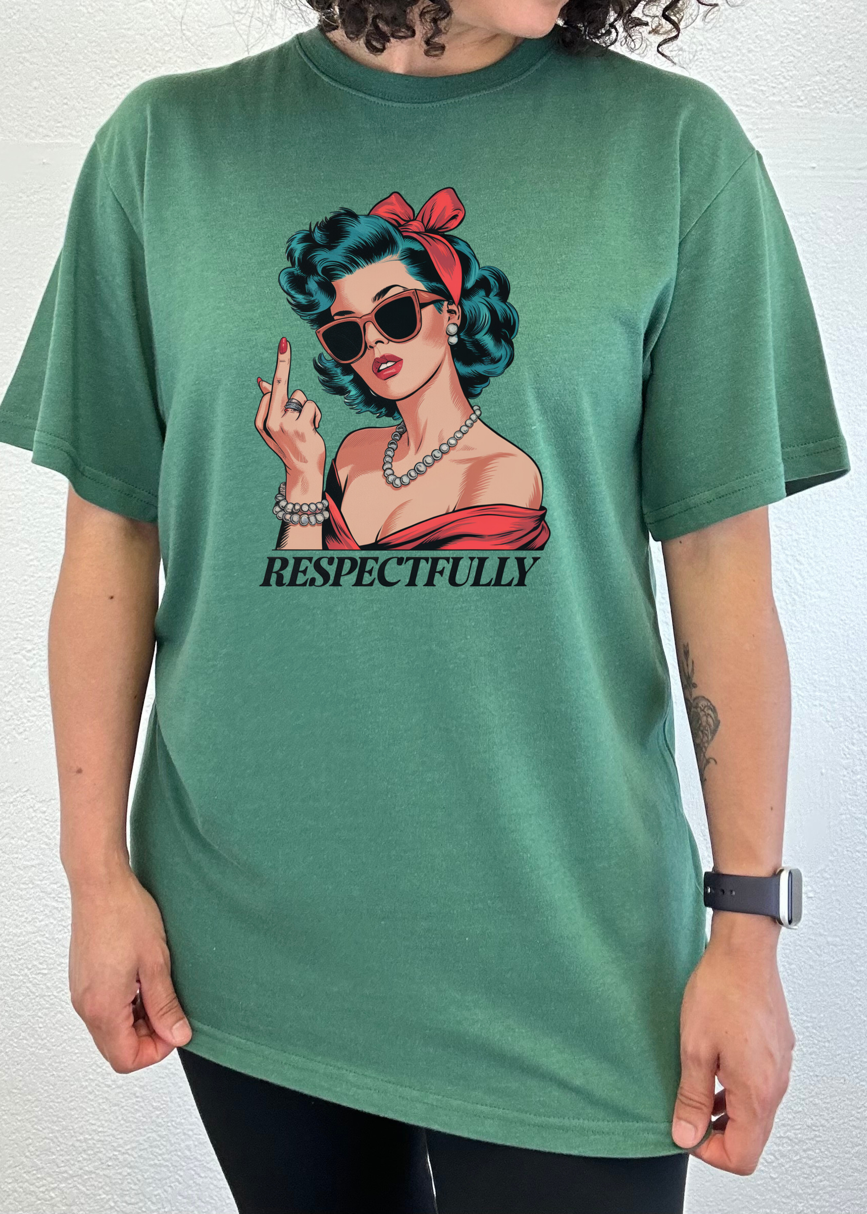 Spun Bamboo Respectfully Middle Finger Unisex Bamboo/Cotton Graphic T-Shirt — side view
