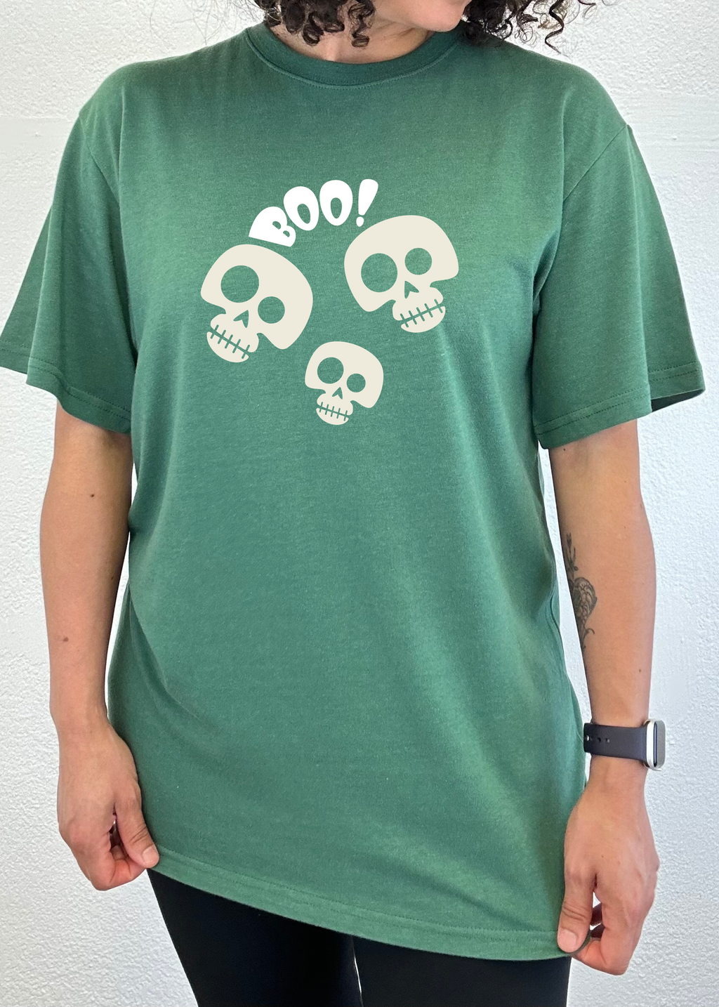 Spun Bamboo Halloween Boo Unisex Bamboo Viscose/Organic Cotton Short Sleeve Graphic T-Shirt — back view