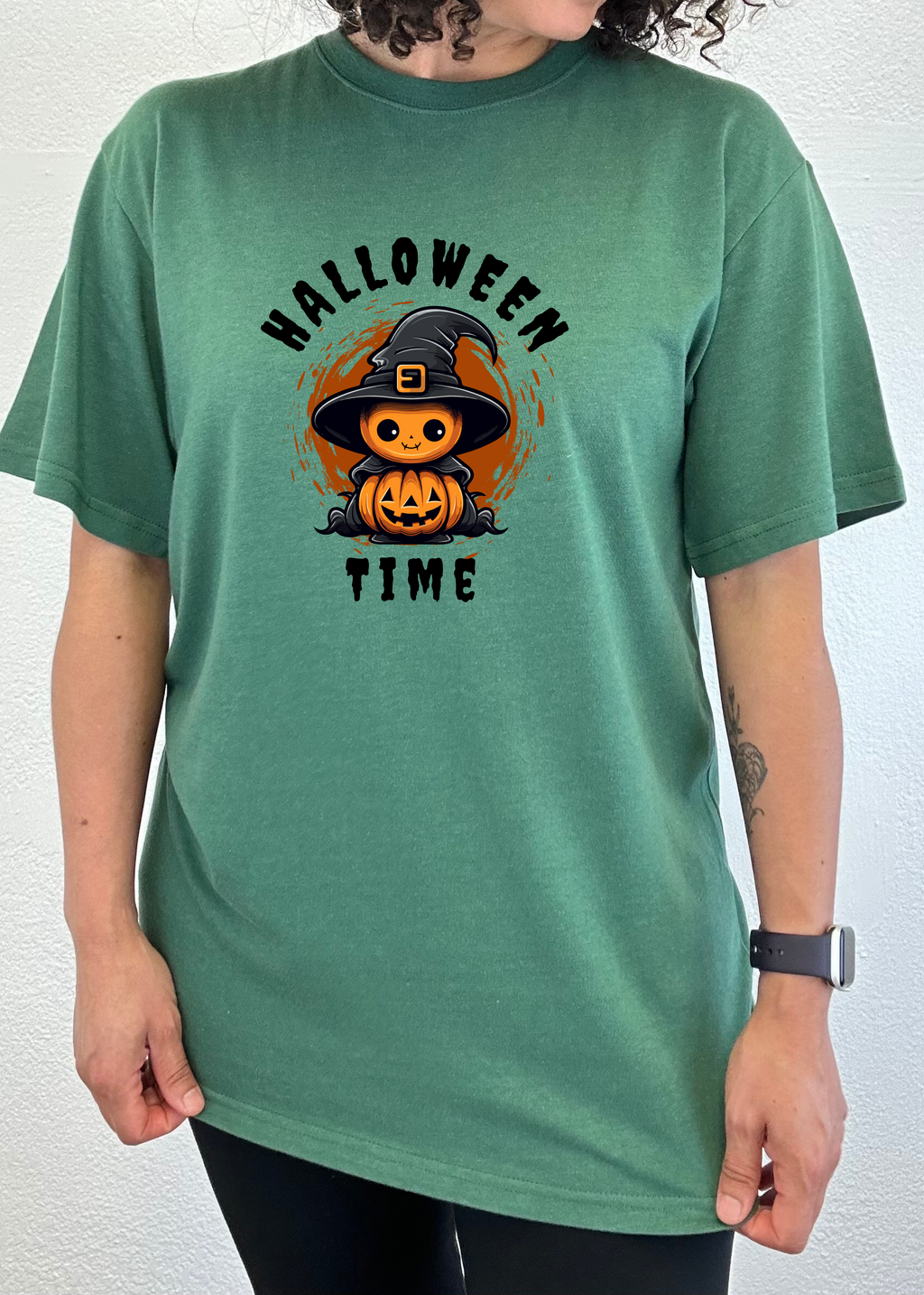 Spun Bamboo Halloween Time Unisex Bamboo Viscose/Organic Cotton Short Sleeve Graphic T-Shirt — back view