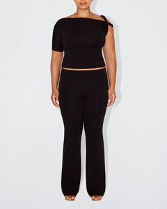 Sueded Stretch Low Rise Pant | Black