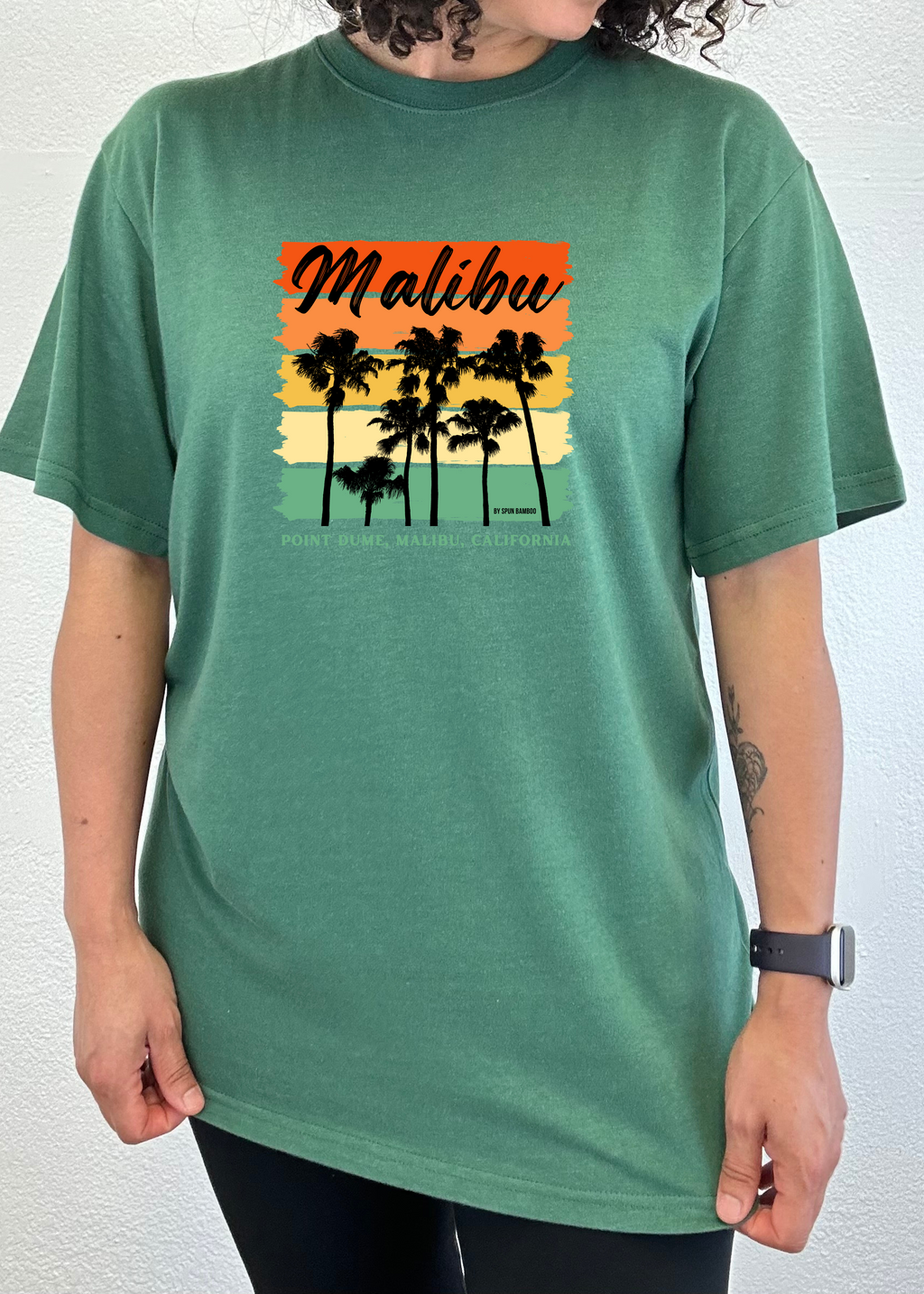 Spun Bamboo Malibu Unisex Bamboo Viscose/Organic Cotton Short Sleeve Graphic T-Shirt — back view