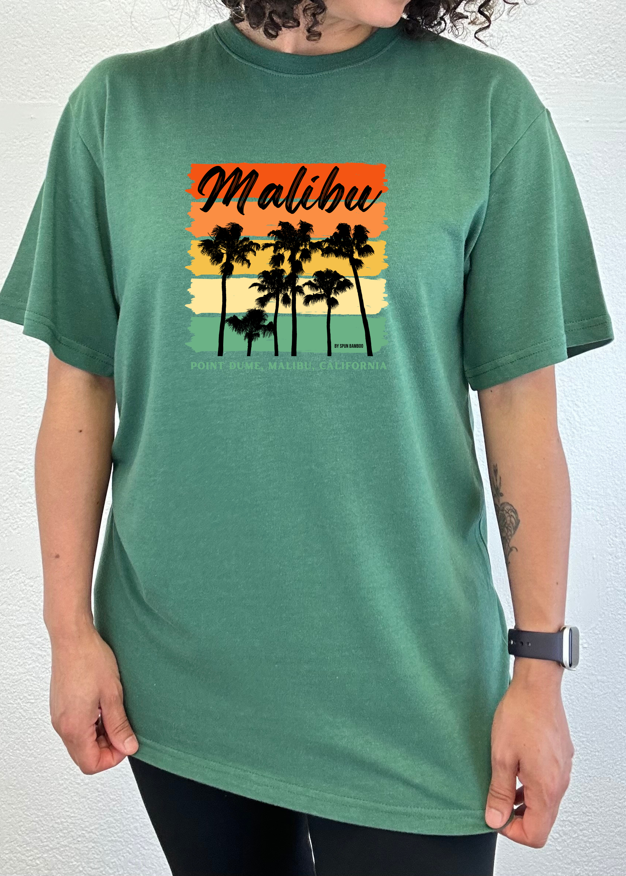Spun Bamboo Malibu Unisex Bamboo Viscose/Organic Cotton Short Sleeve Graphic T-Shirt — back view