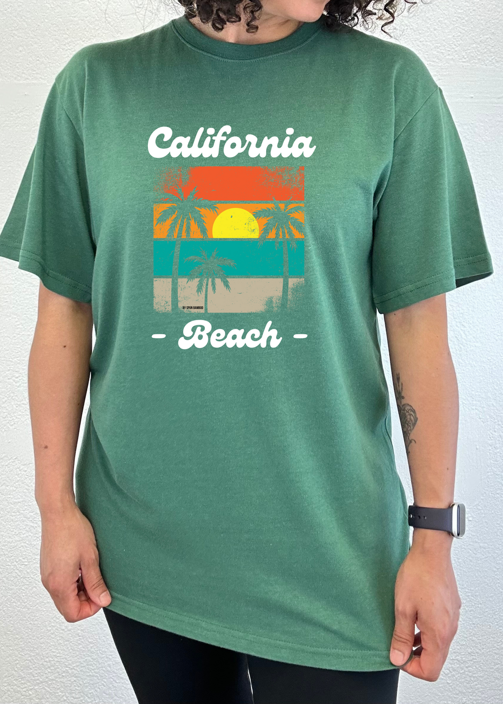 Spun Bamboo California Beach Unisex Bamboo Viscose/Organic Cotton Short Sleeve Graphic T-Shirt — back view