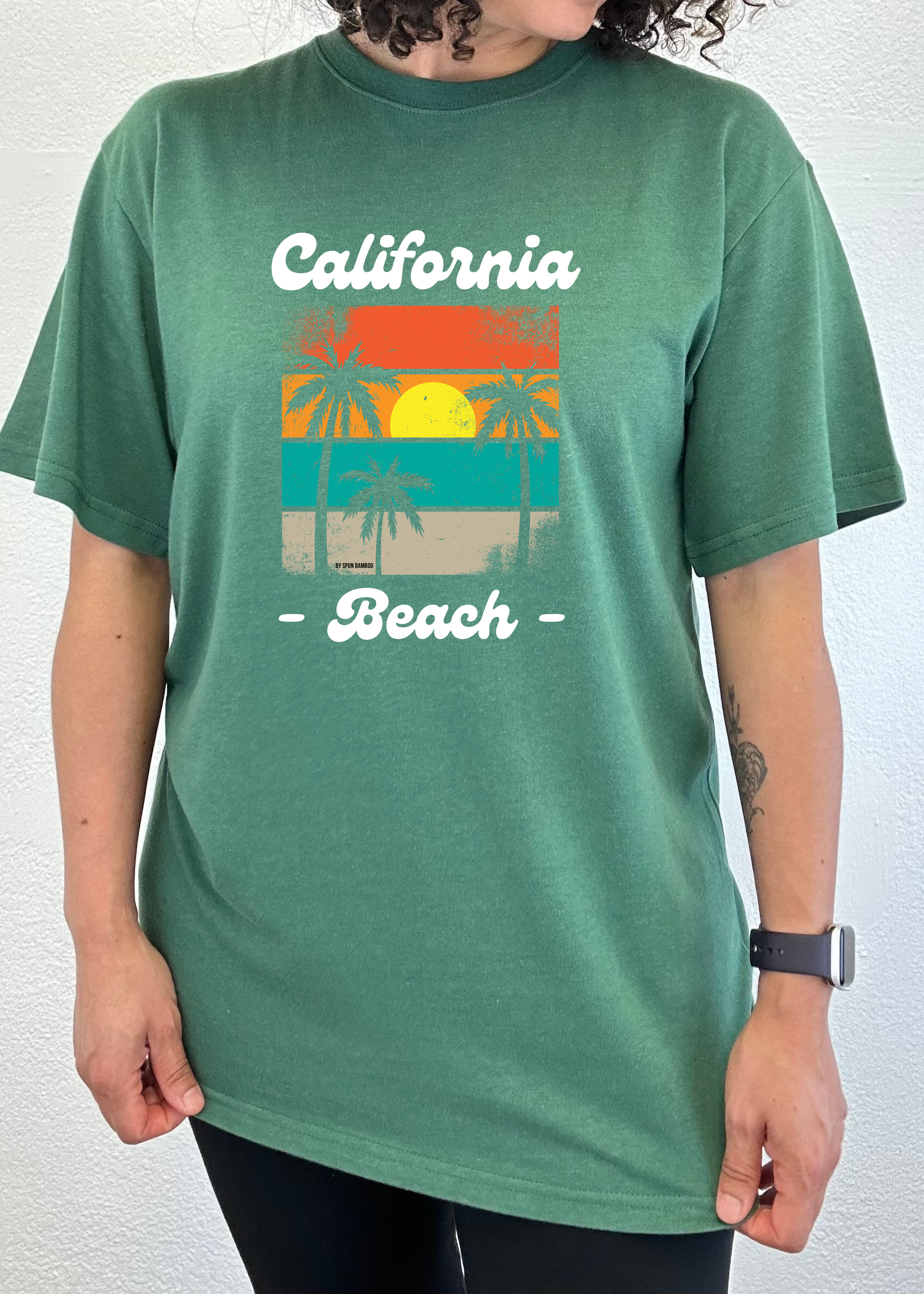 Spun Bamboo California Beach Unisex Bamboo Viscose/Organic Cotton Short Sleeve Graphic T-Shirt — back view