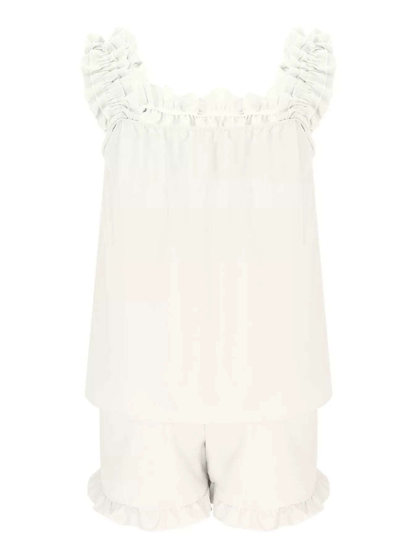 Ruffle Trim Sleeveless Top and Shorts Set