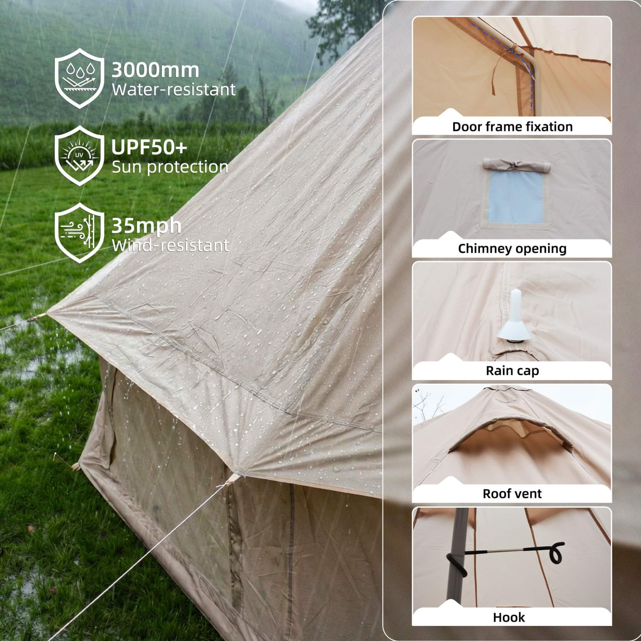 Large 16FT 10-Person All-Season Waterproof Bell Tent With Stove Jack (SAK31584) – SAKSBY WHOLESALE, view 4