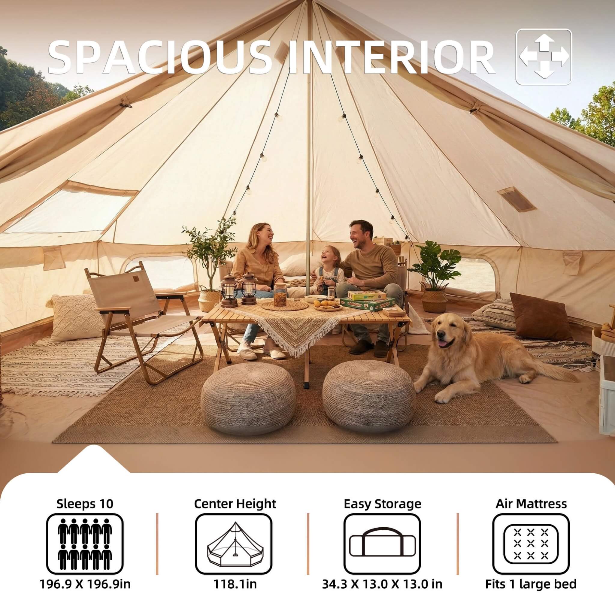 Large 16FT 10-Person All-Season Waterproof Bell Tent With Stove Jack (SAK31584) – SAKSBY WHOLESALE, view 5
