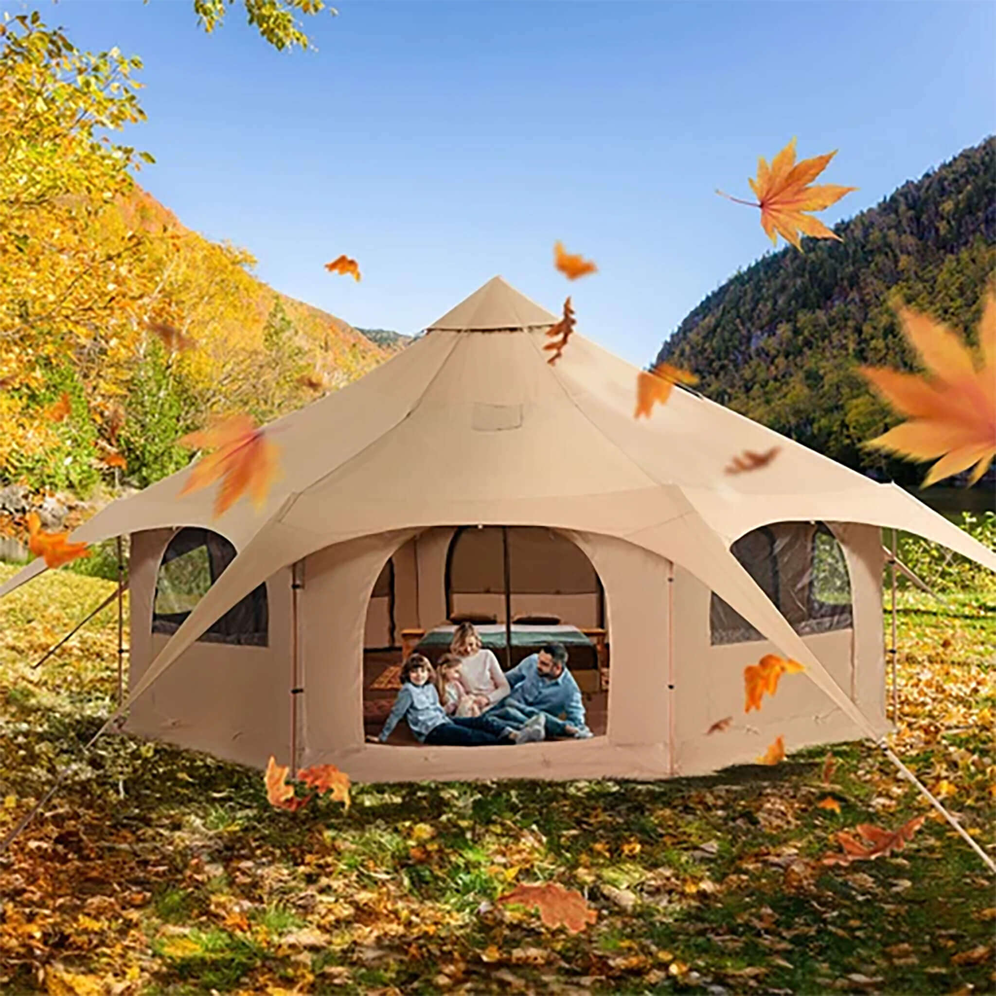 16FT Large Premium 4-Season 8-Person Bell Yurt Tent With Stove Jack (SAK75947) – SAKSBY WHOLESALE