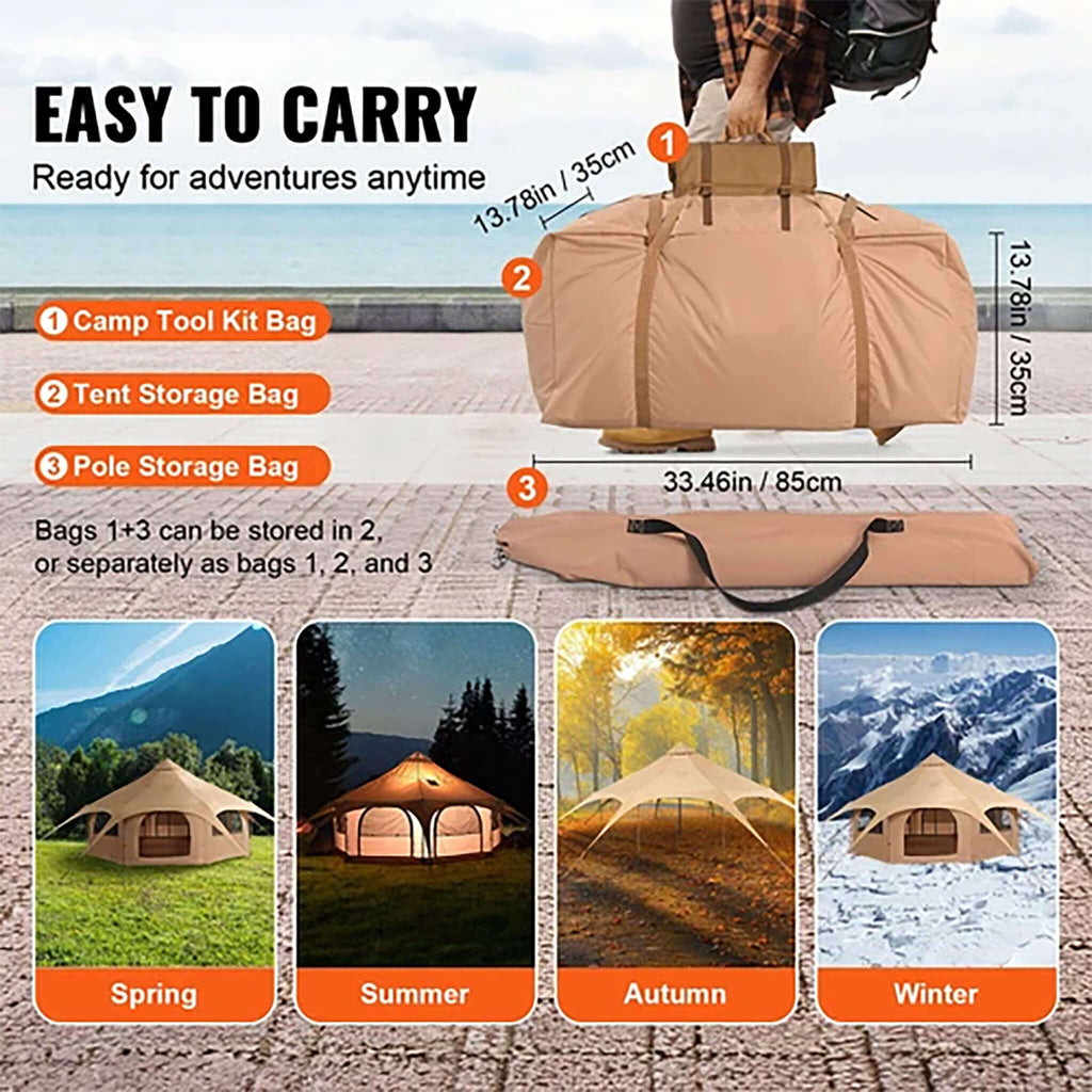 16FT Large Premium 4-Season 8-Person Bell Yurt Tent With Stove Jack (SAK75947) – SAKSBY WHOLESALE, view 5