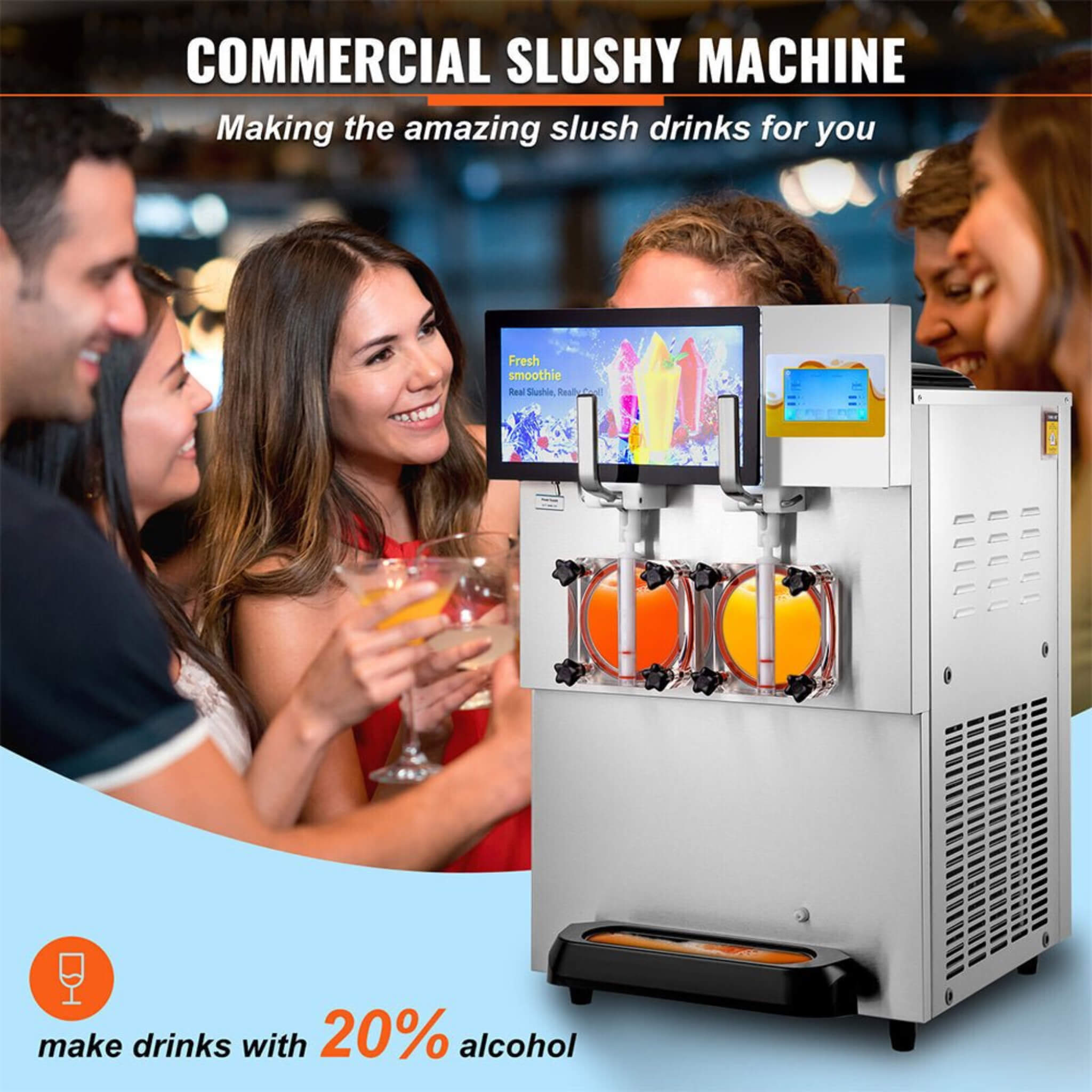 Commercial 16L 1155W Double Frozen Margarita Ice Slushie Drink Maker Machine (SAK95281) – SAKSBY WHOLESALE, view 2