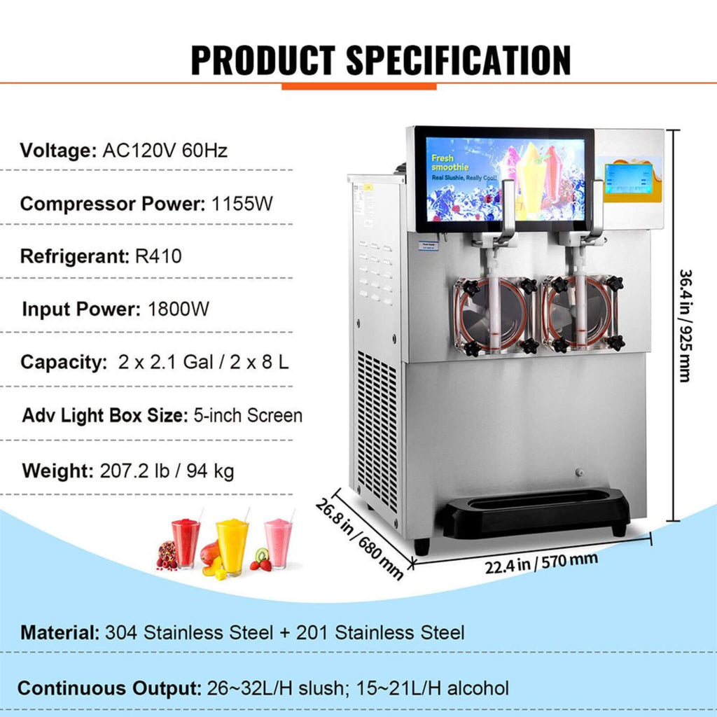 Commercial 16L 1155W Double Frozen Margarita Ice Slushie Drink Maker Machine (SAK95281) – SAKSBY WHOLESALE, view 10