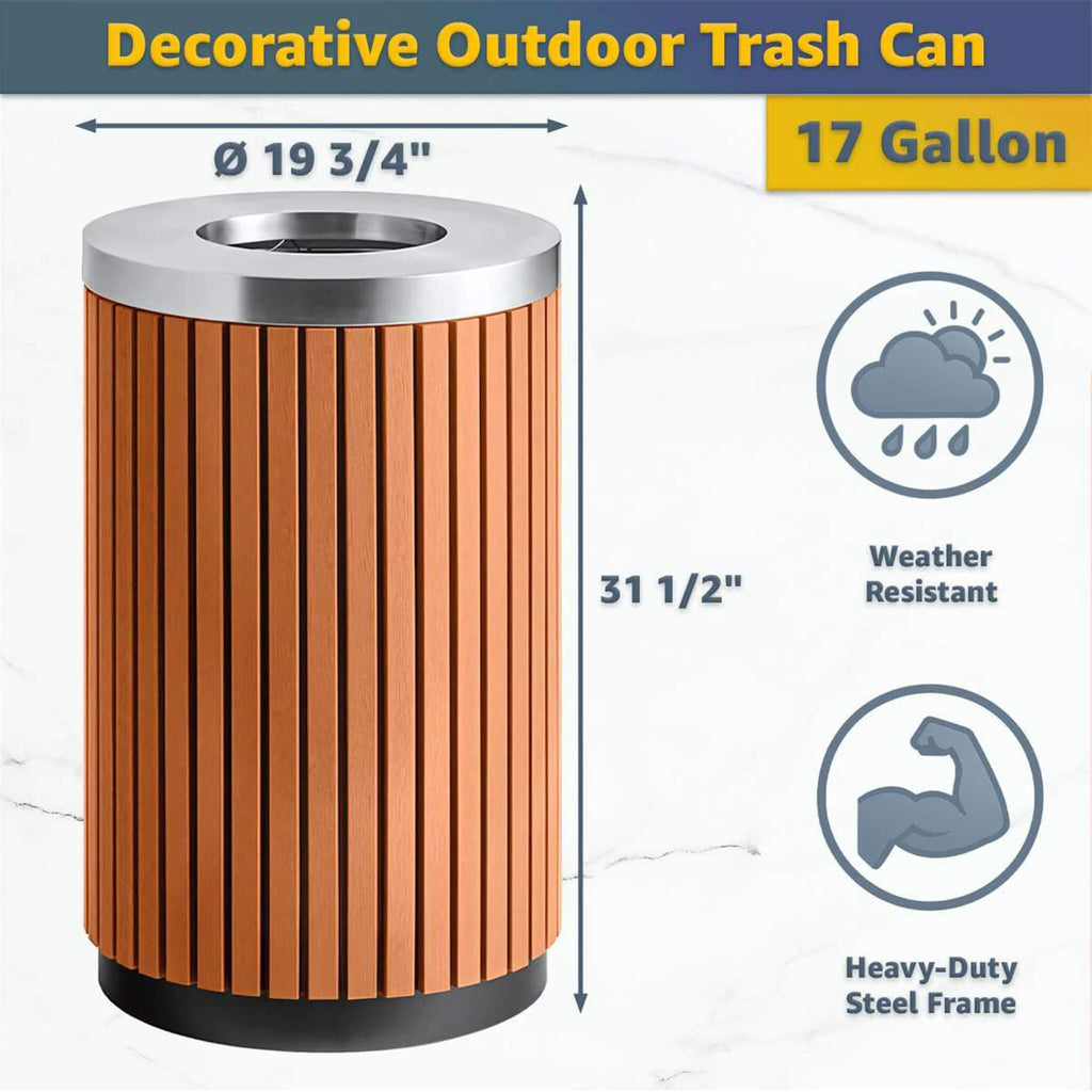 17-Gallon Commercial Round Outdoor Trash Can With Open Lid (SAK18520) – SAKSBY WHOLESALE, view 7