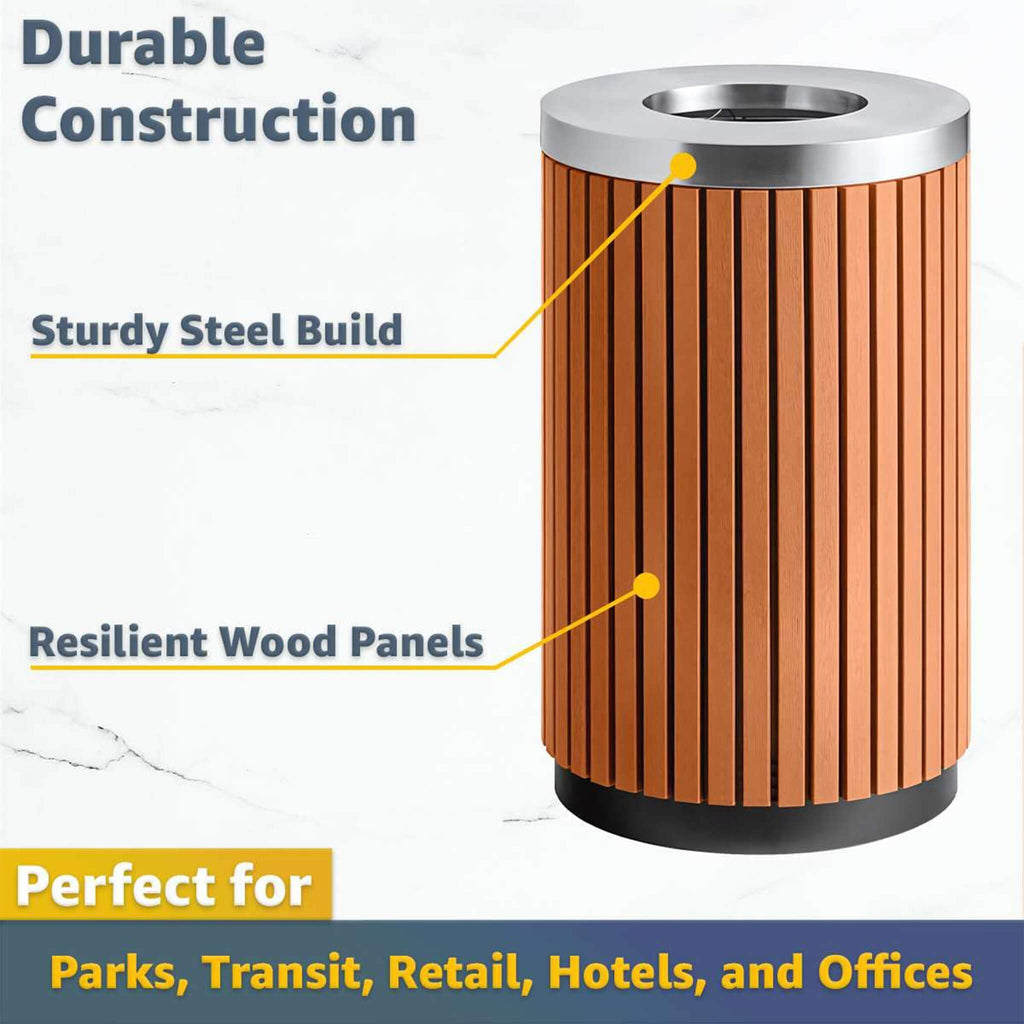 17-Gallon Commercial Round Outdoor Trash Can With Open Lid (SAK18520) – SAKSBY WHOLESALE, view 4