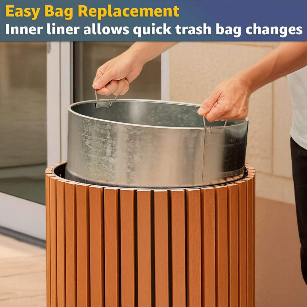 17-Gallon Commercial Round Outdoor Trash Can With Open Lid (SAK18520) – SAKSBY WHOLESALE, view 5