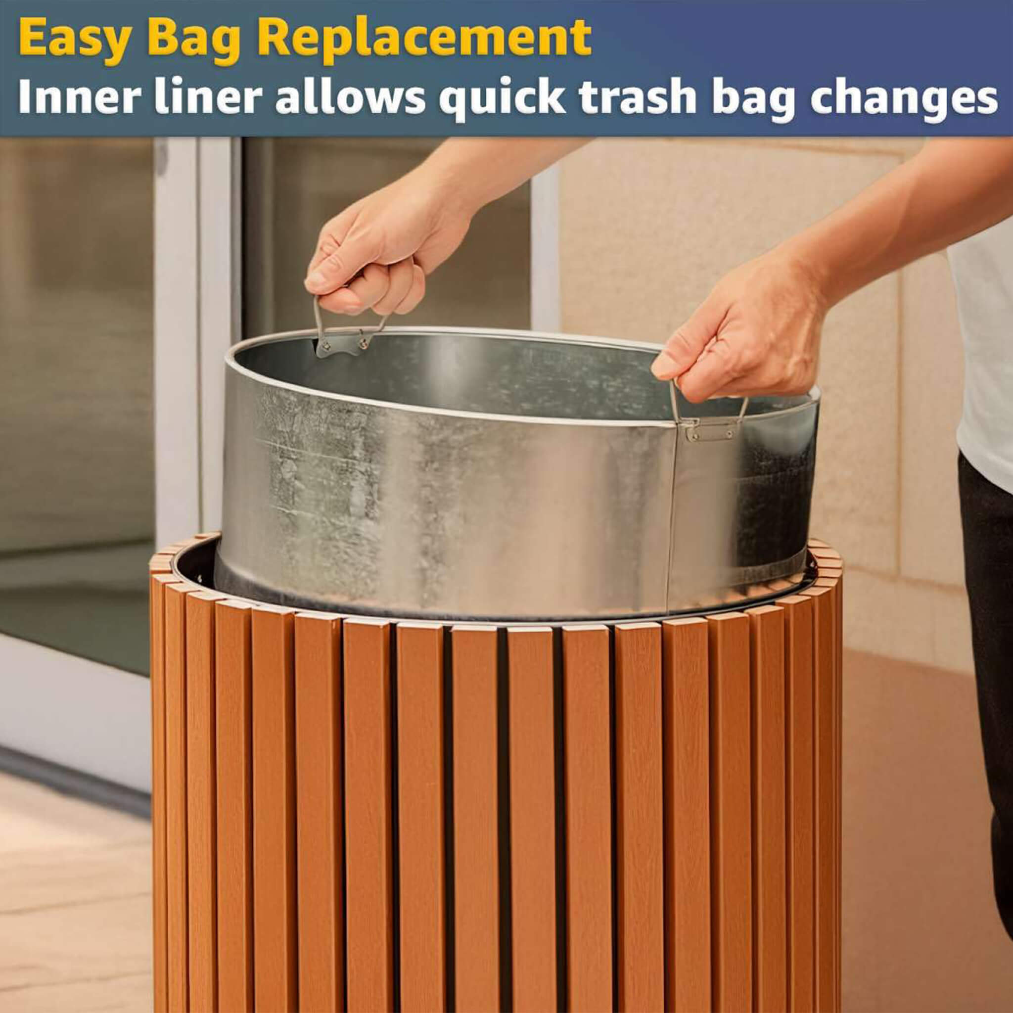 17-Gallon Commercial Round Outdoor Trash Can With Open Lid (SAK18520) – SAKSBY WHOLESALE, view 5
