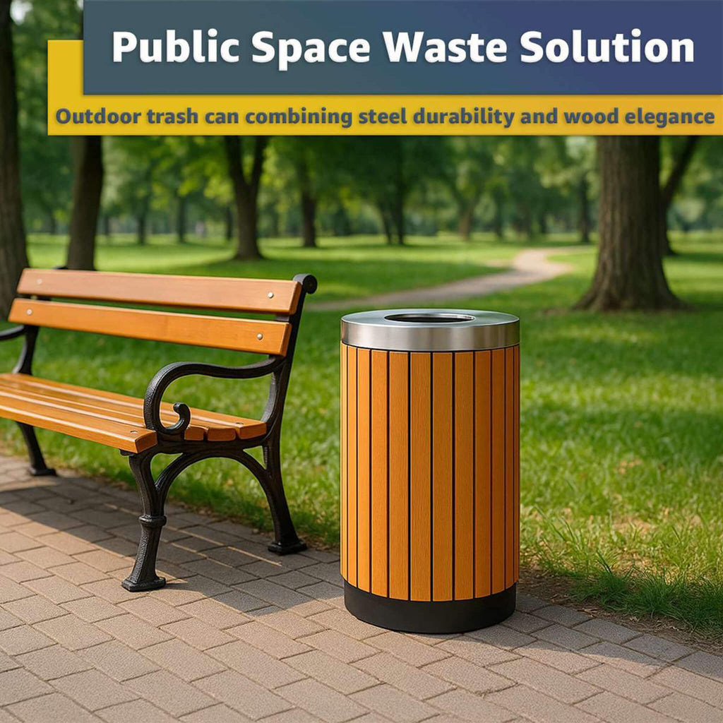 17-Gallon Commercial Round Outdoor Trash Can With Open Lid (SAK18520) – SAKSBY WHOLESALE, view 3