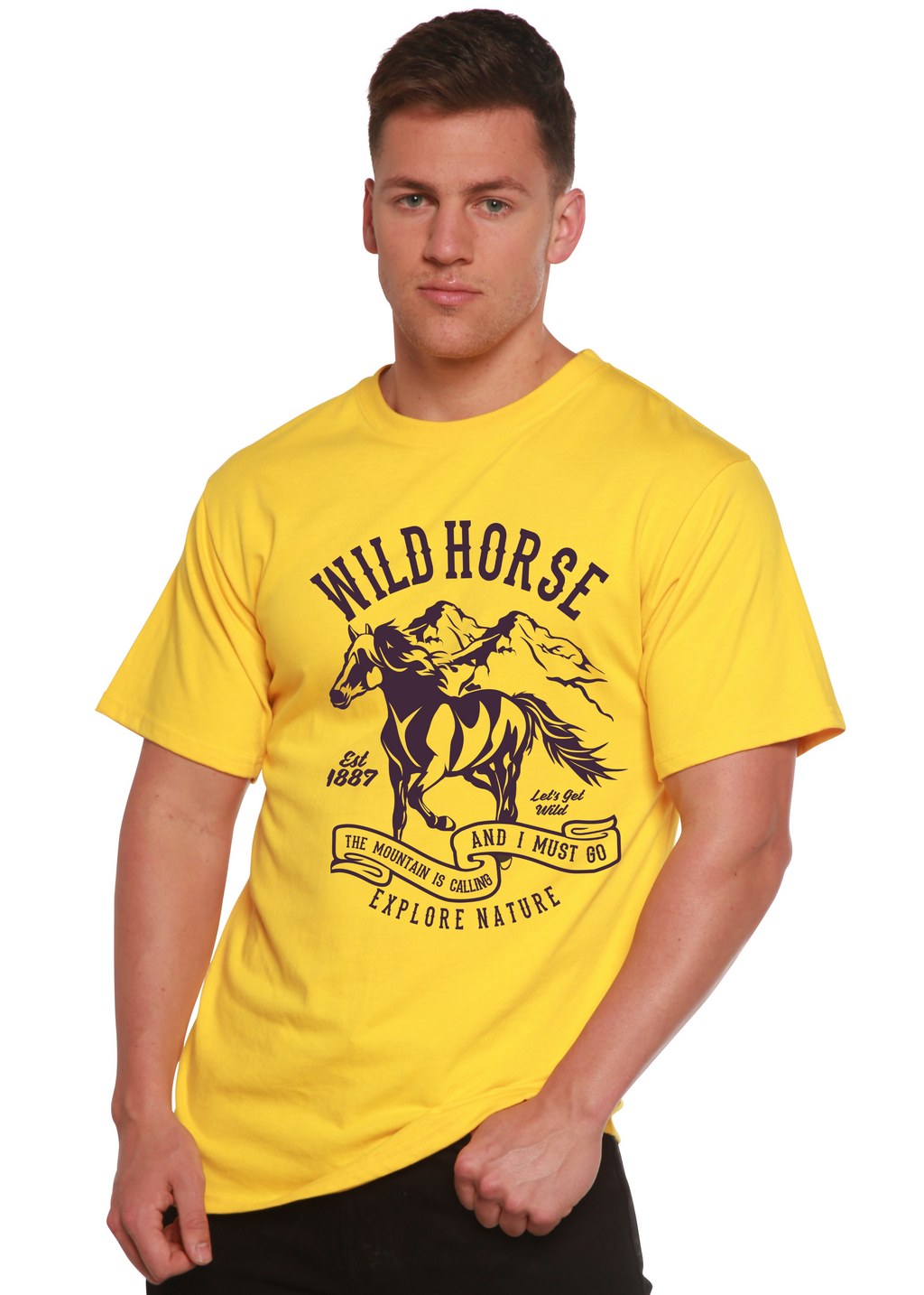 Spun Bamboo Wild Horse Spun Bamboo® Men's Bamboo Viscose/Organic Cotton Short Sleeve Graphic T-Shirt — back view