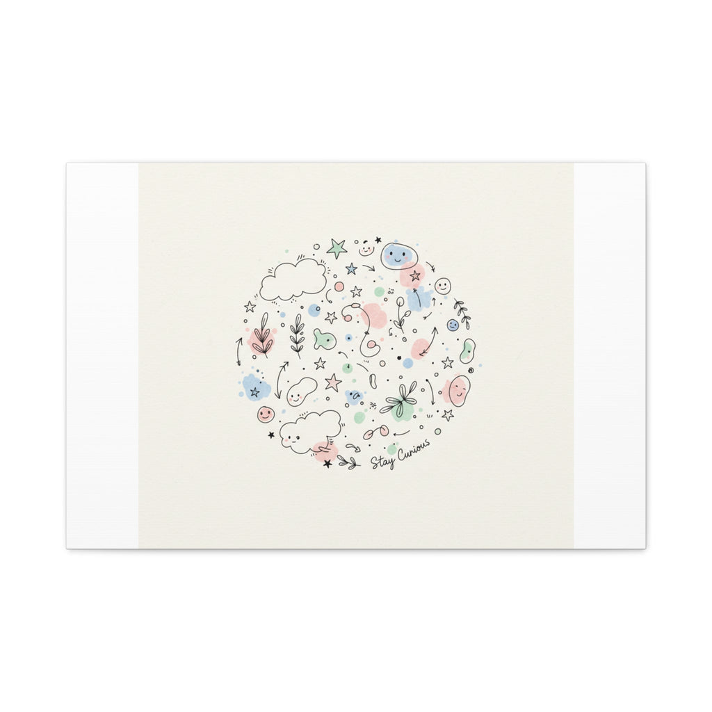 Doodle Circle Line Drawing Matte Canvas, Hand-Drawn Sketch Art