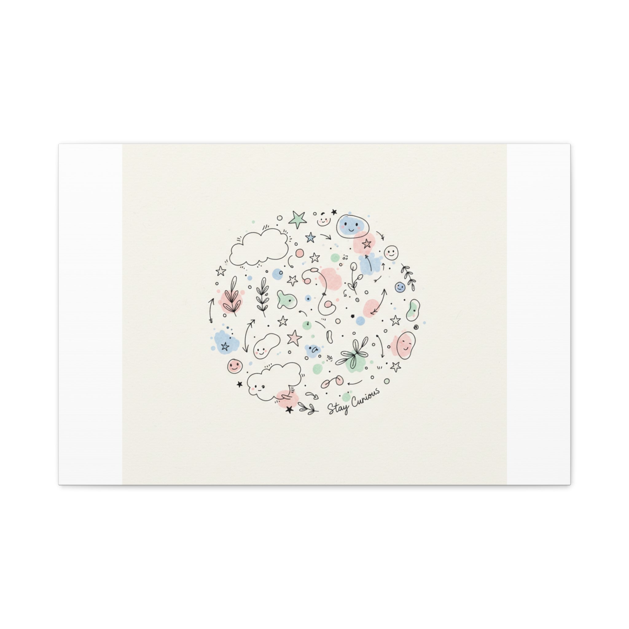 Doodle Circle Line Drawing Matte Canvas, Hand-Drawn Sketch Art