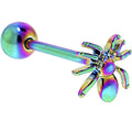 BodyCandy Rainbow Titanium Anodized 3-D Spider Barbell Tongue Ring — main product shot