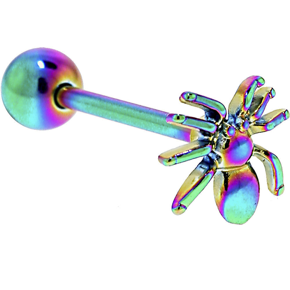BodyCandy Rainbow Titanium Anodized 3-D Spider Barbell Tongue Ring — main product shot